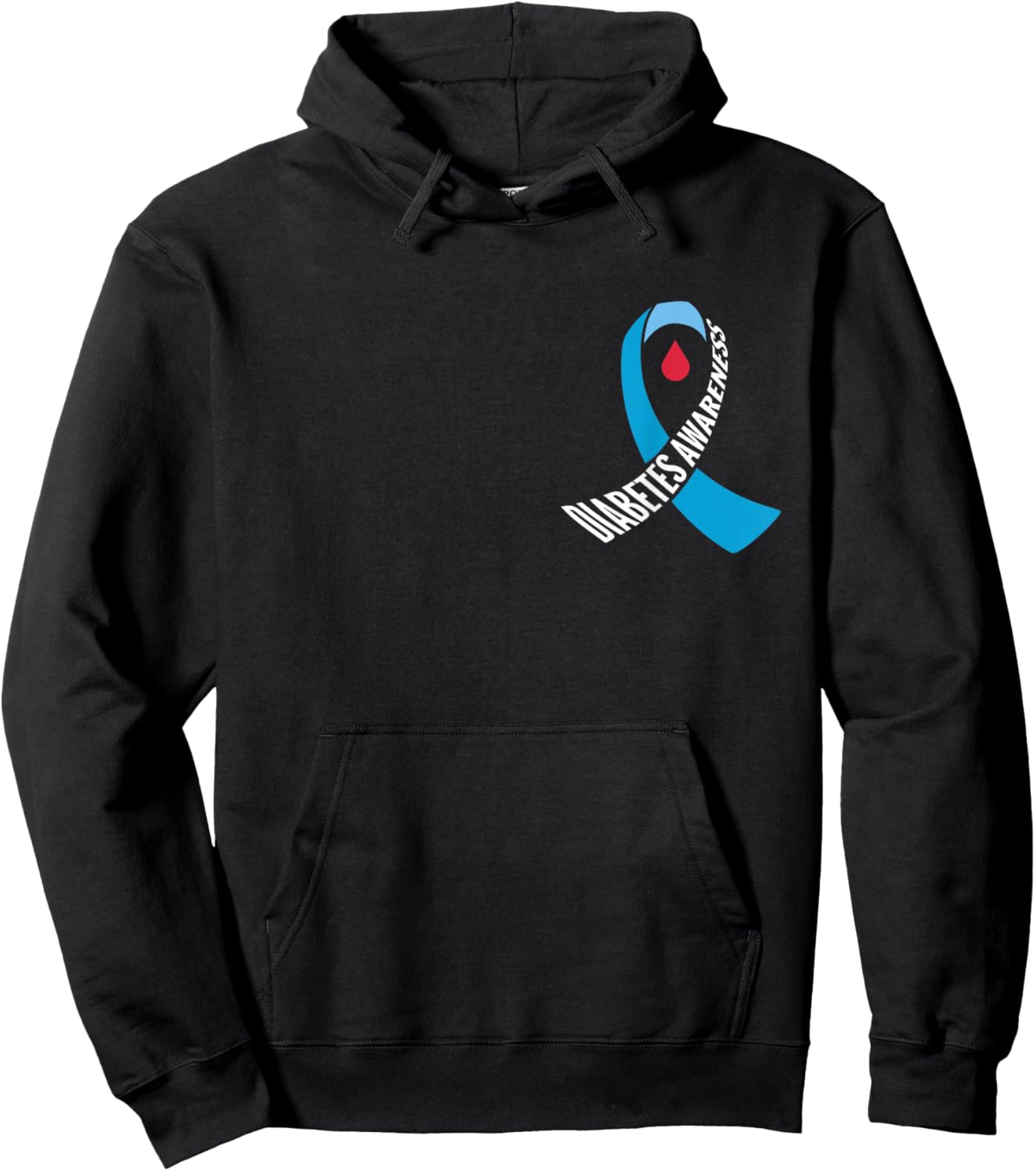 Diabetes Awareness Month Blue Love Ribbon Support T1D T2D Hoodie - Hoodie | Black