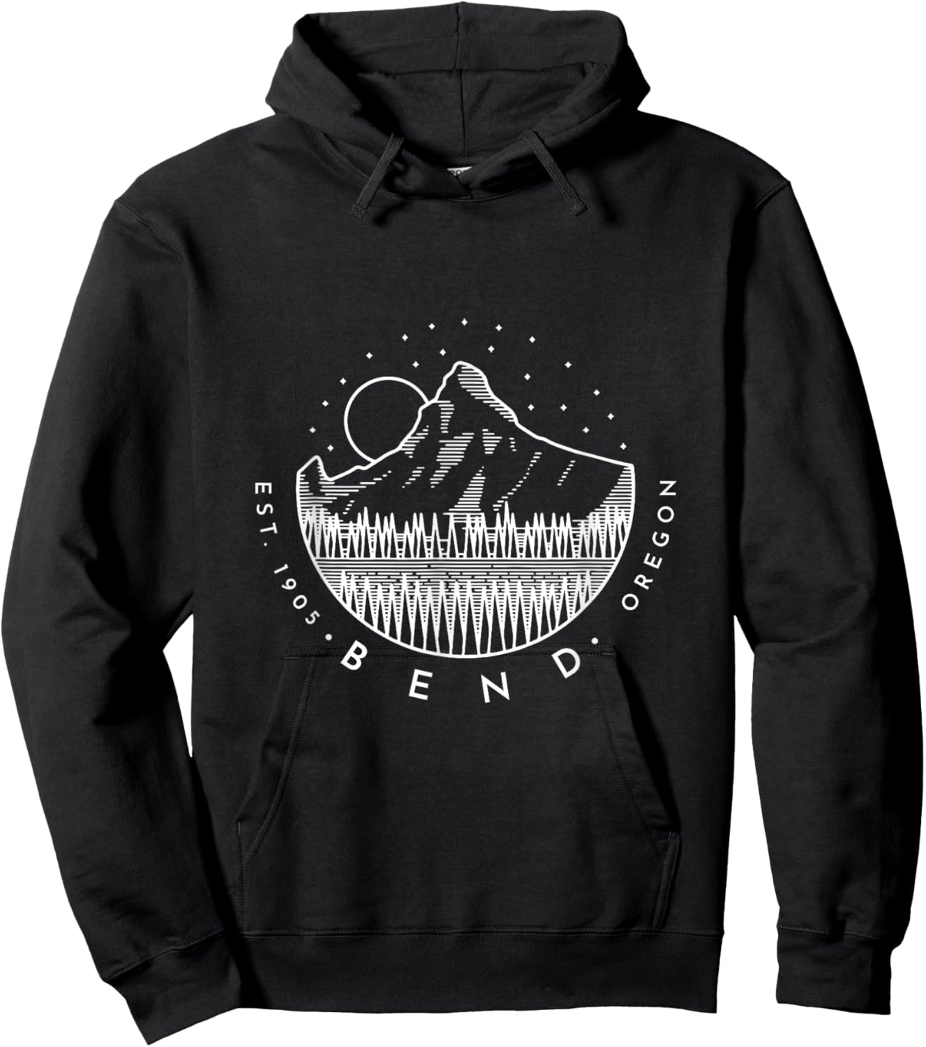Bend Oregon Mountain And Forest Simple Minimal Design Hoodie - Hoodie | Black