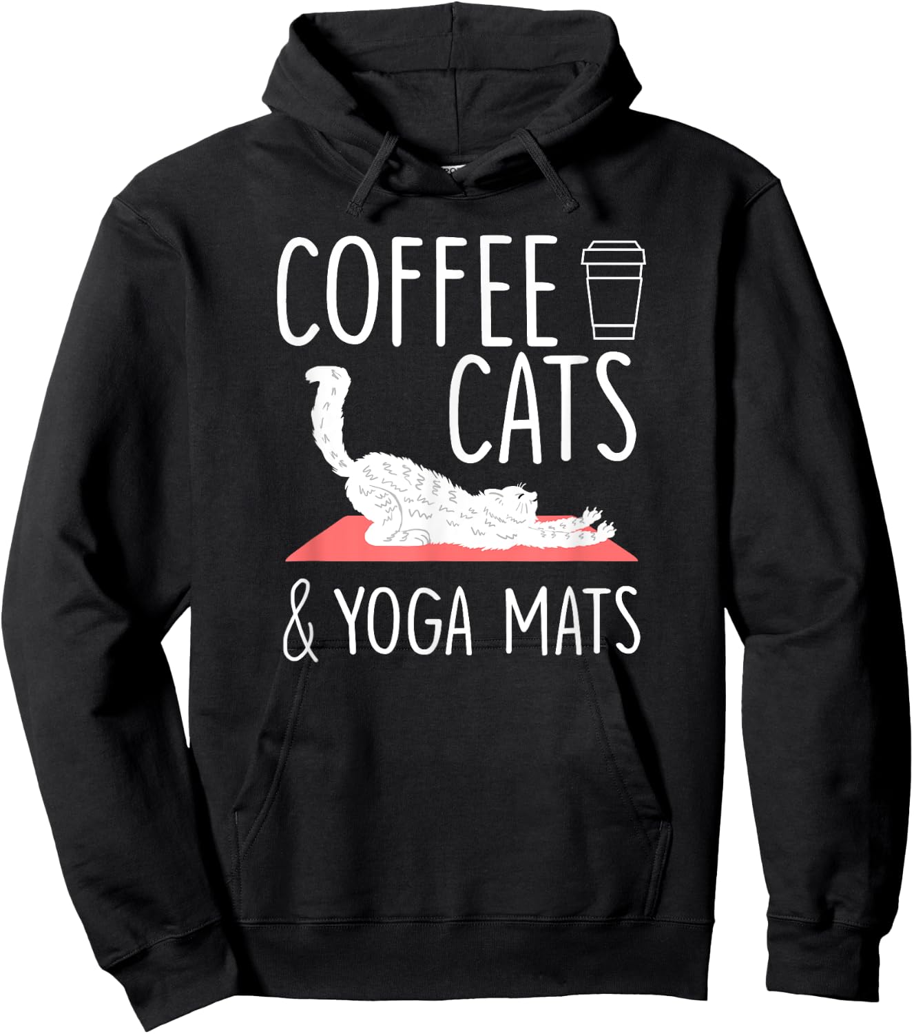 Coffee Cats Yoga Mats Cute Yogic Exercise Yoga Lover Gift Hoodie - Hoodie | Black