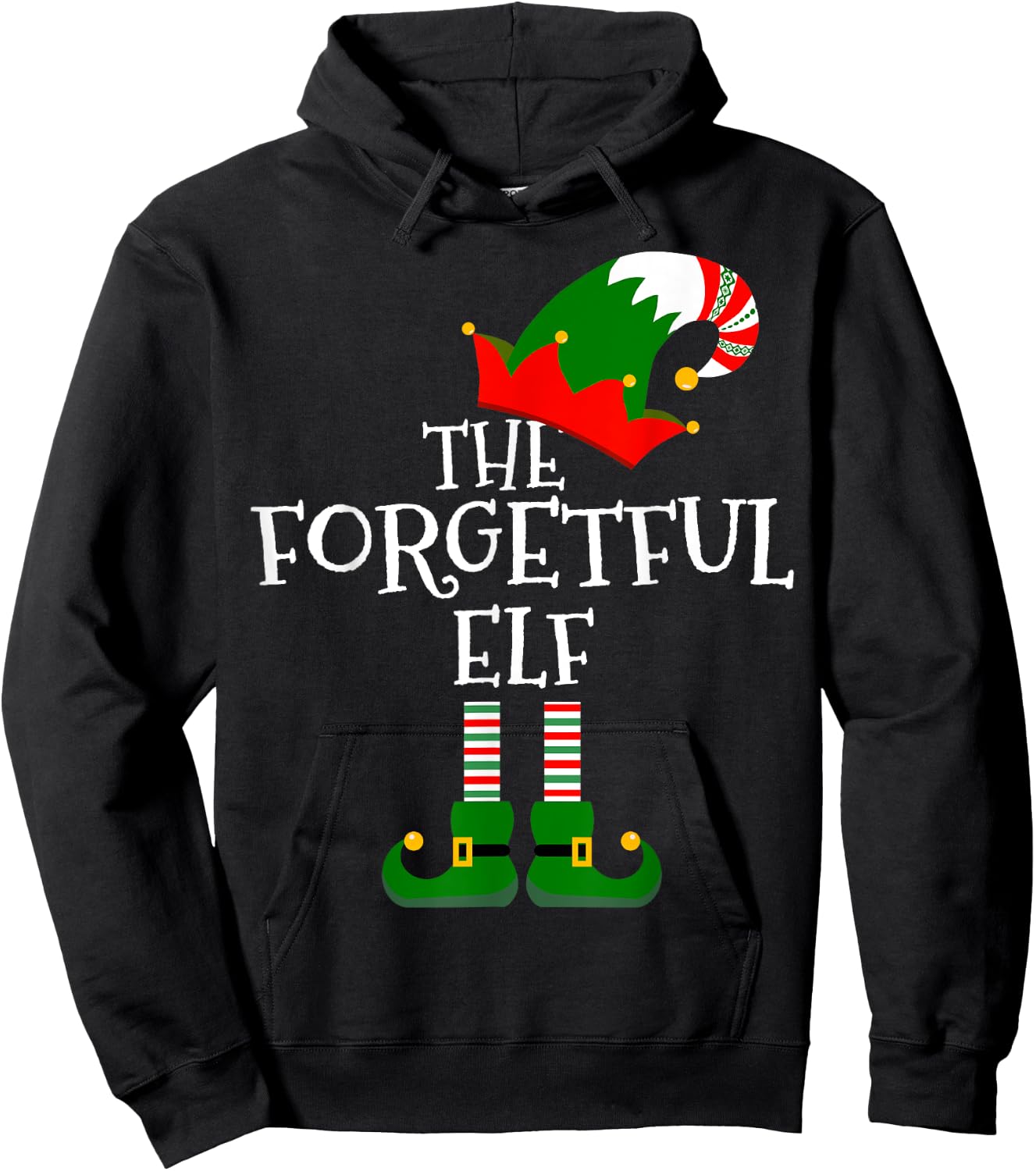Funny The Forgetful Elf Matching Family Group Gift Christmas Hoodie - Hoodie | Black