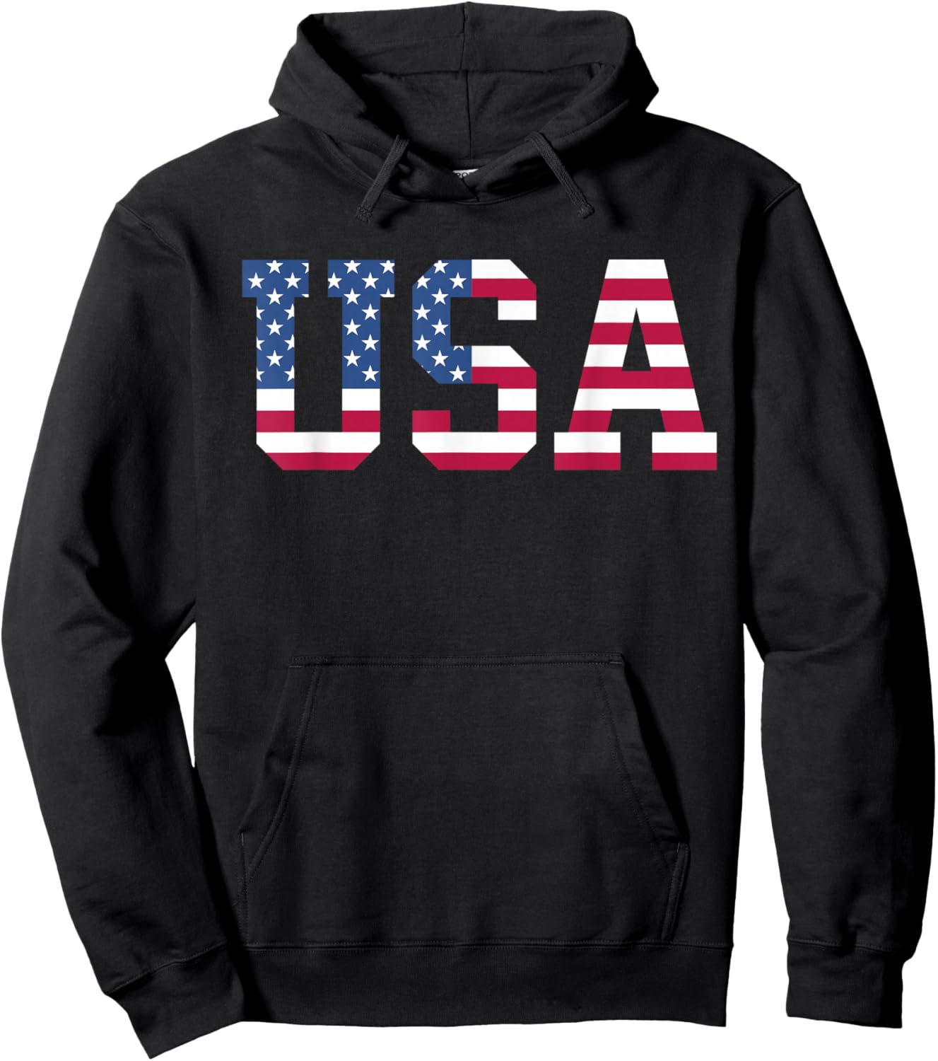 USA American Flag Patriotic Red White Blue Stars & Stripes Hoodie - Hoodie | Black