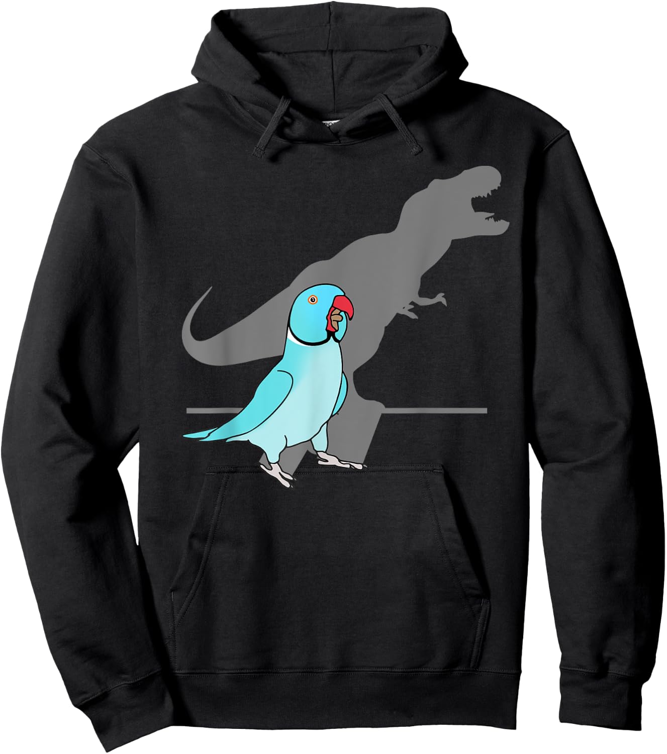 T-rex Blue Indian ringneck, Pet Birb memes Screaming Parrot Hoodie - Hoodie | Black