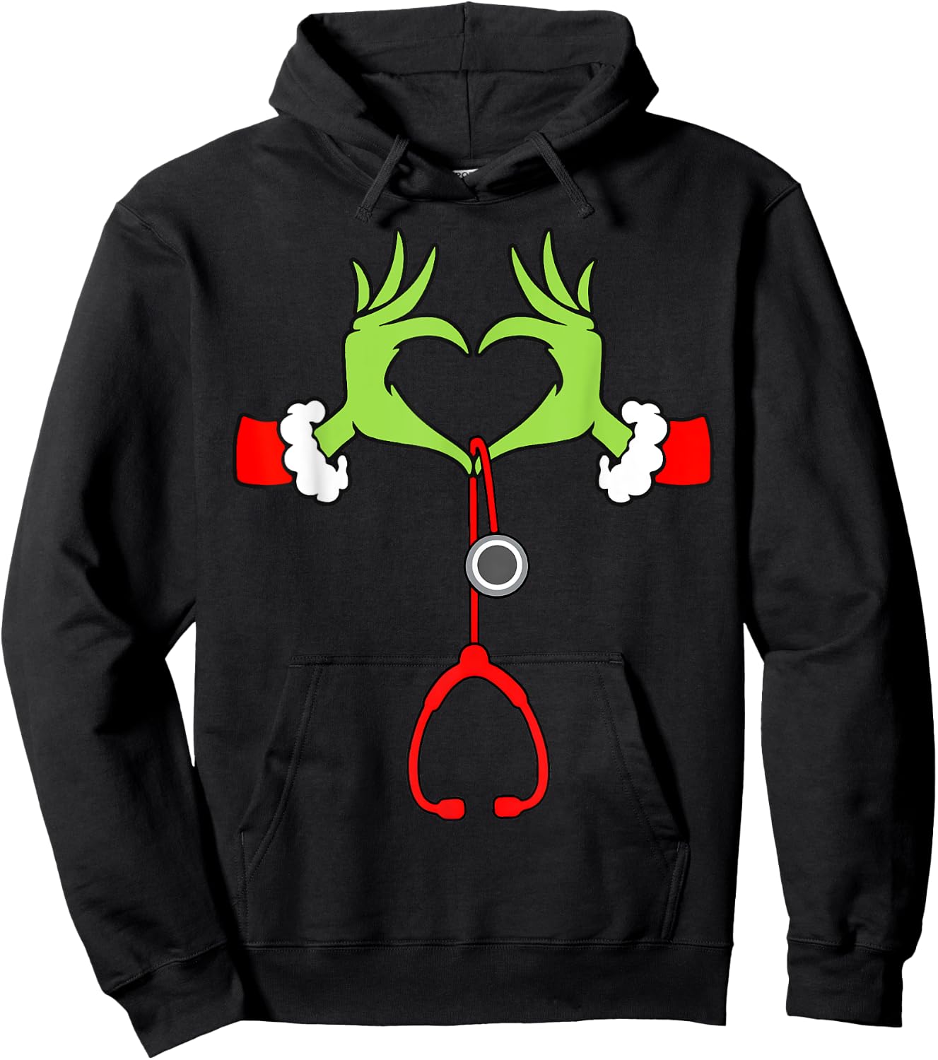 Nurse Christmas Stethoscope Nurses Xmas Pajamas PJs Women Hoodie - Hoodie | Black
