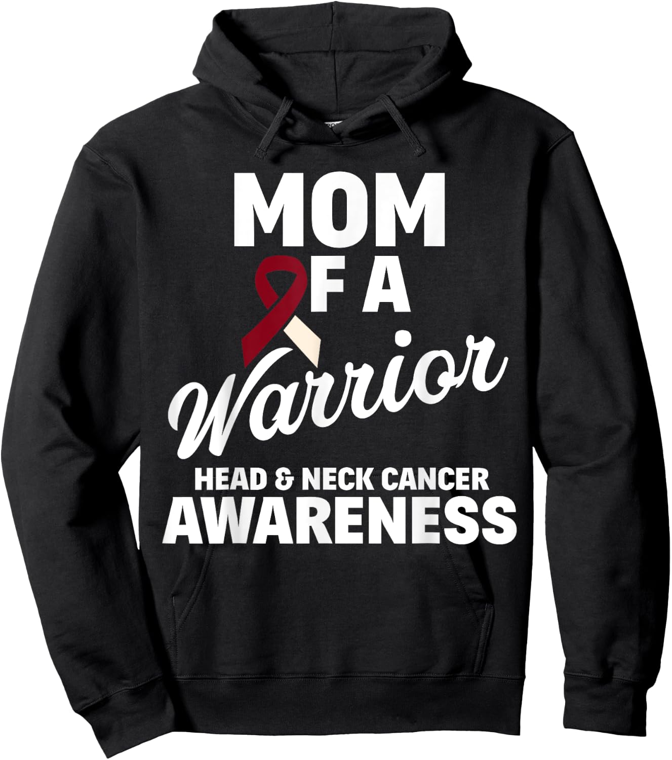 Oral Head & Neck Cancer Awareness Mom Of A Warrior Hoodie - Hoodie | Black