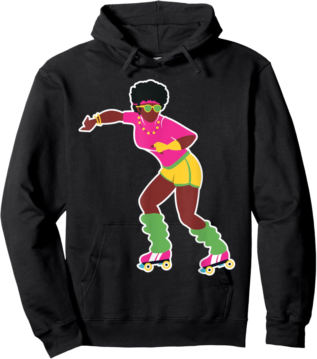 Funny Roller Skating Derby 70's 80's Skater Afro Girl Gifts Hoodie - Hoodie | Black