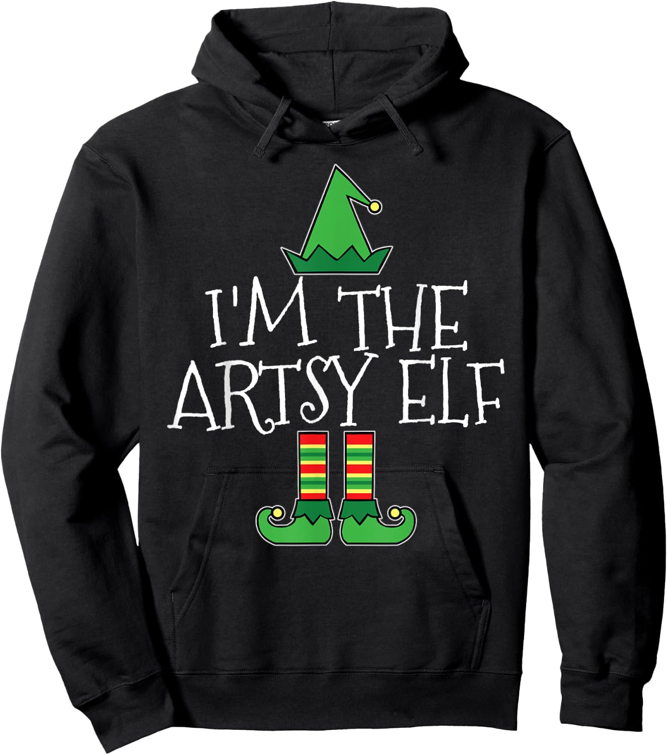 I'm The Artsy Elf Matching Family Group Christmas T Shirt Hoodie - Hoodie | Black