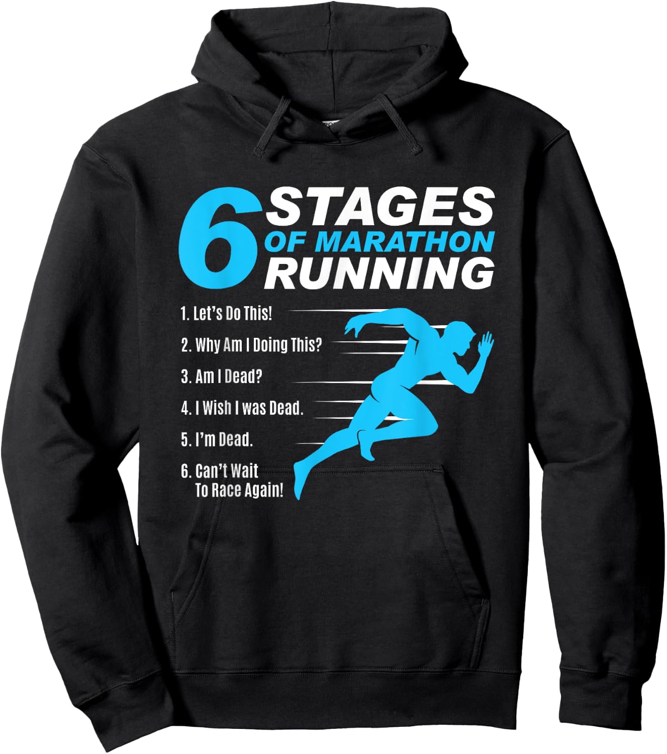 6 Stages Of Marathon Running Funny Run Lover Runner Gift Hoodie - Hoodie | Black