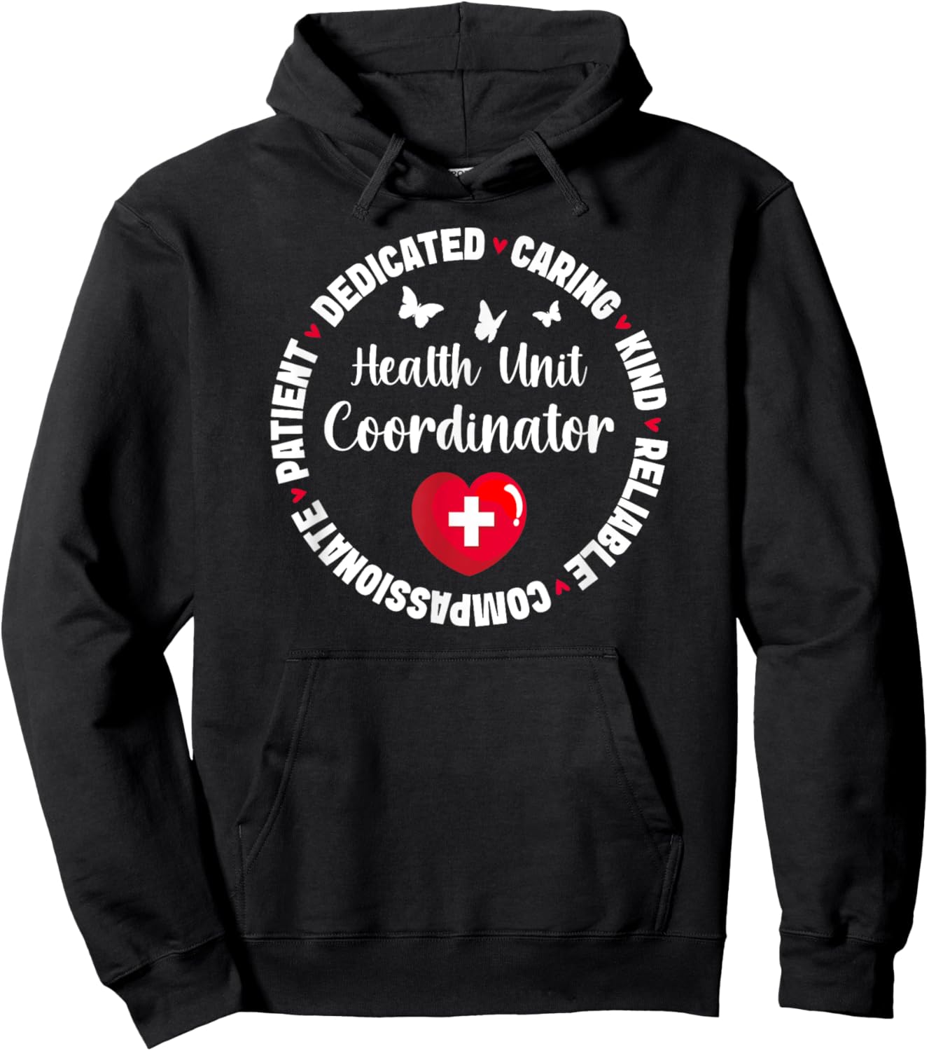 Health Unit Coordinator Appreciation Circle HUC Hoodie - Hoodie | Black