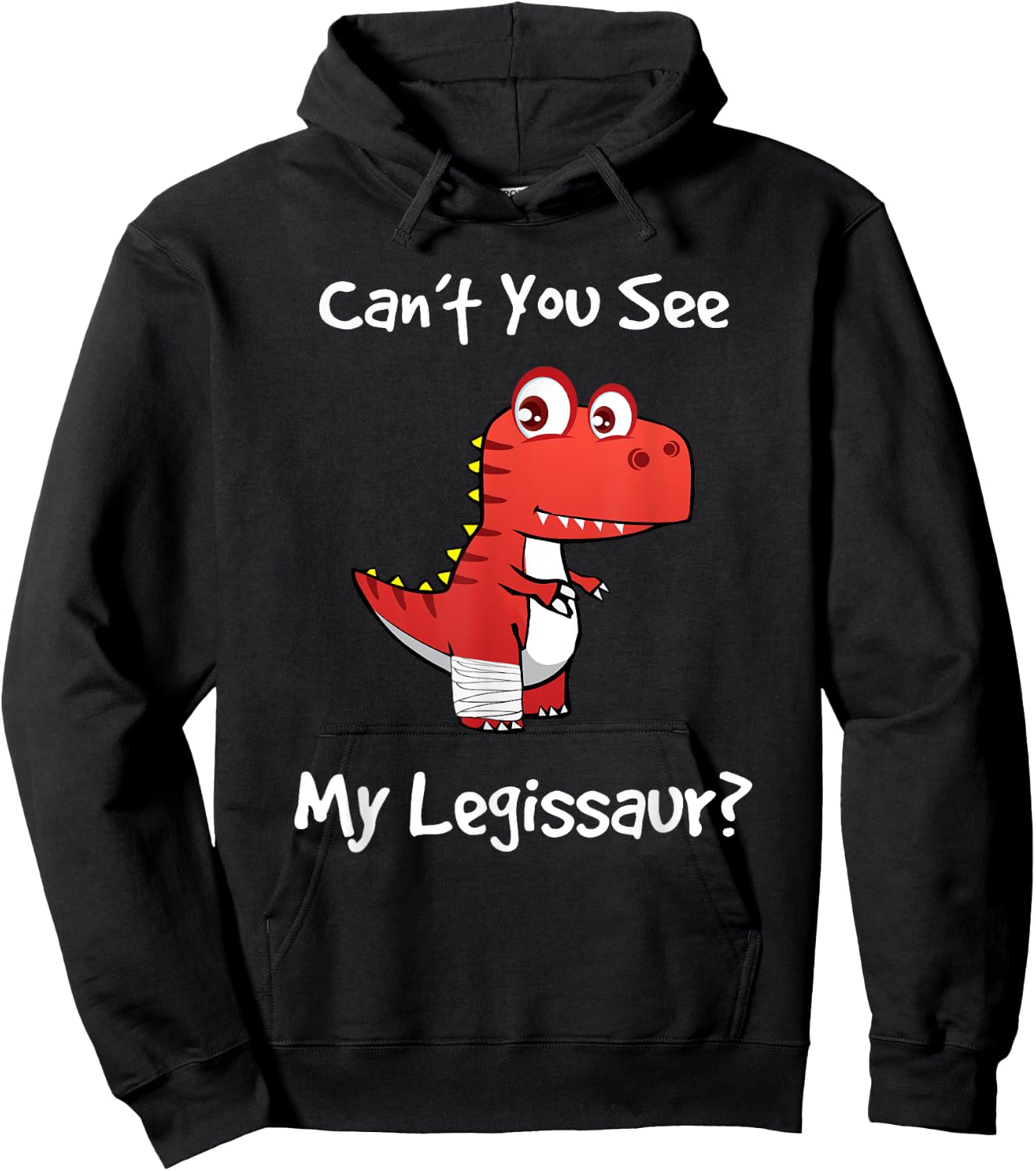 Funny Get Well Broken Leg Dinosaur Legissaur with a Cast Small Hoodie - Hoodie | Black