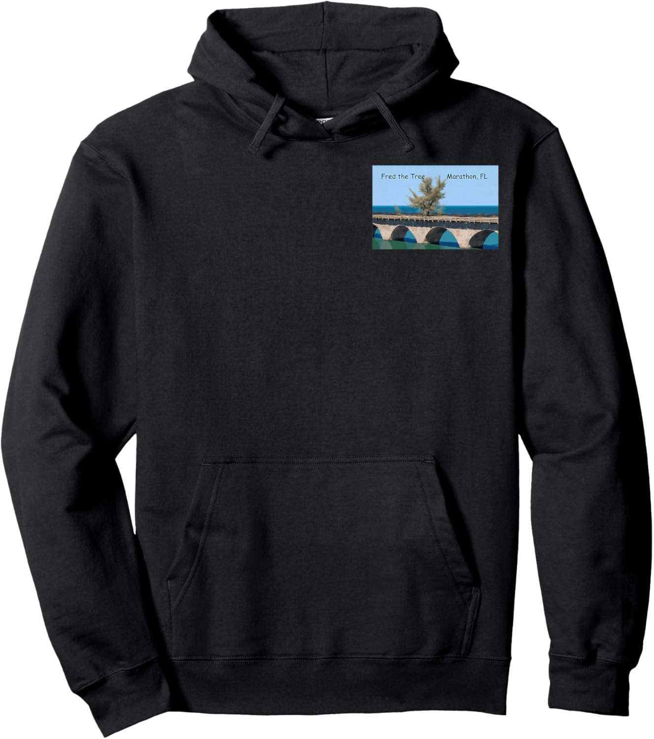 Fred The Tree Front and Back Florida Keys 7 mile Bridge Hoodie - Hoodie | Black