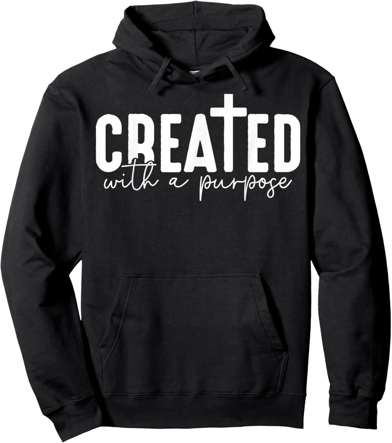 Created With A Purpose Cross Christian Faith Hoodie - Hoodie | Black