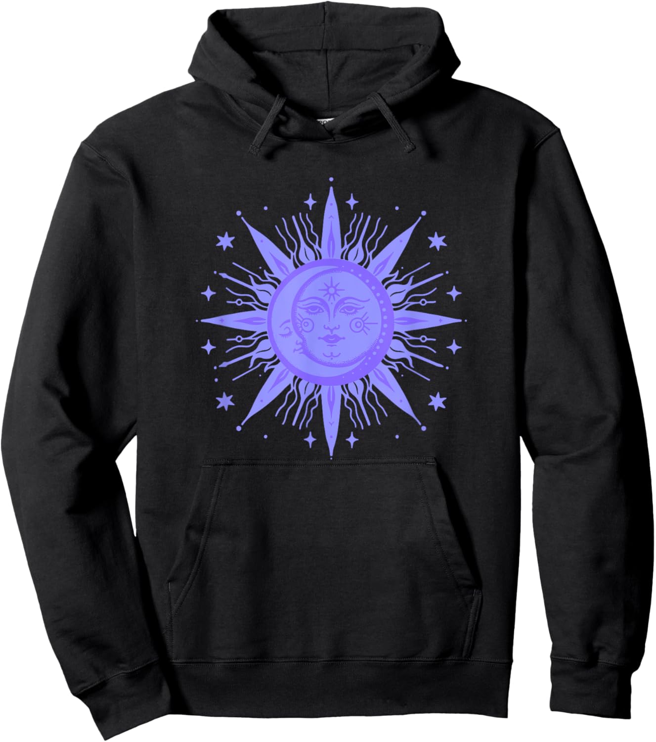 Celestial Sun and Moon Design Hoodie - Hoodie | Black
