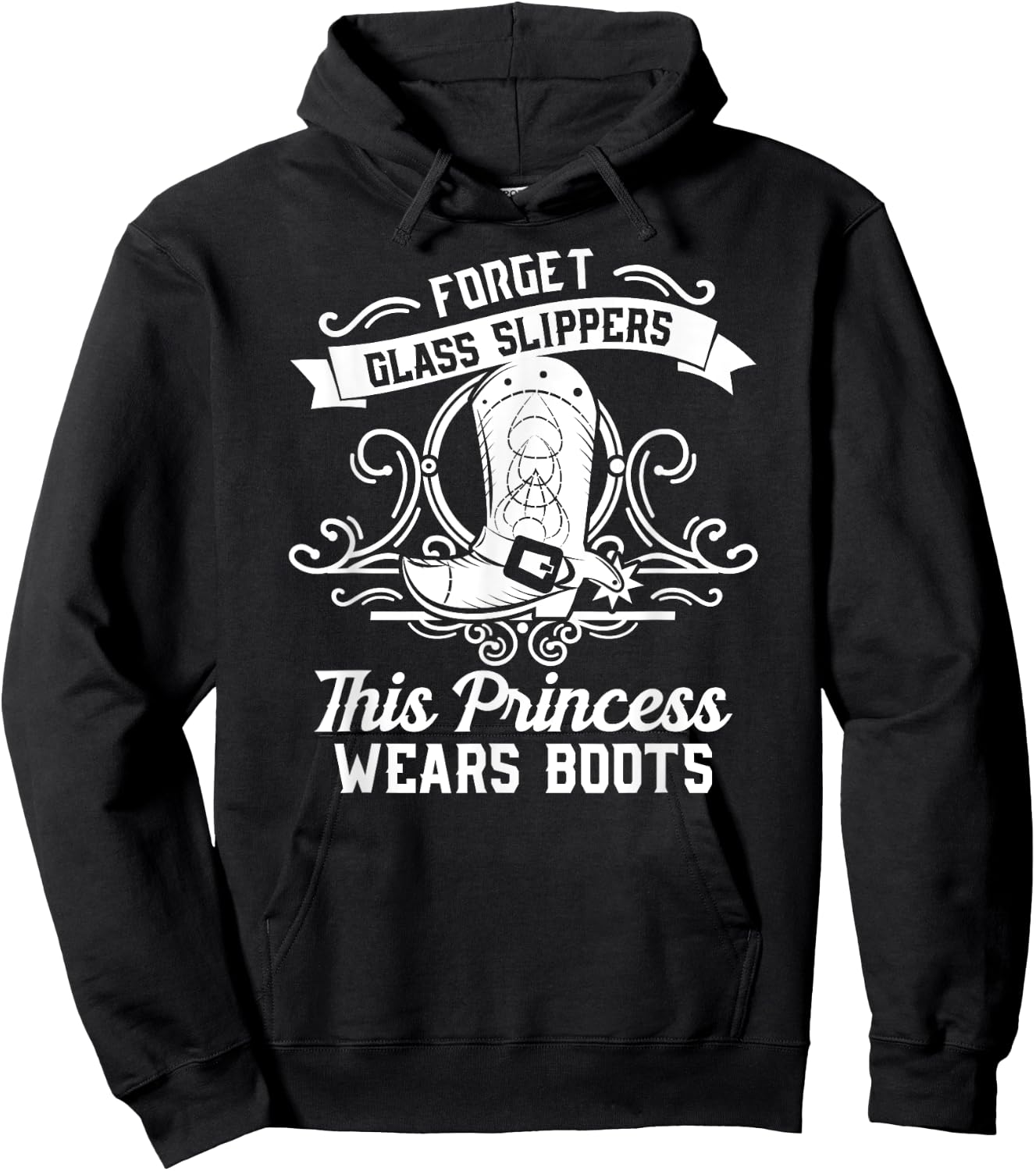 Fun Badass Princess Wears Boots Cowgirl Gift Design Hoodie - Hoodie | Black
