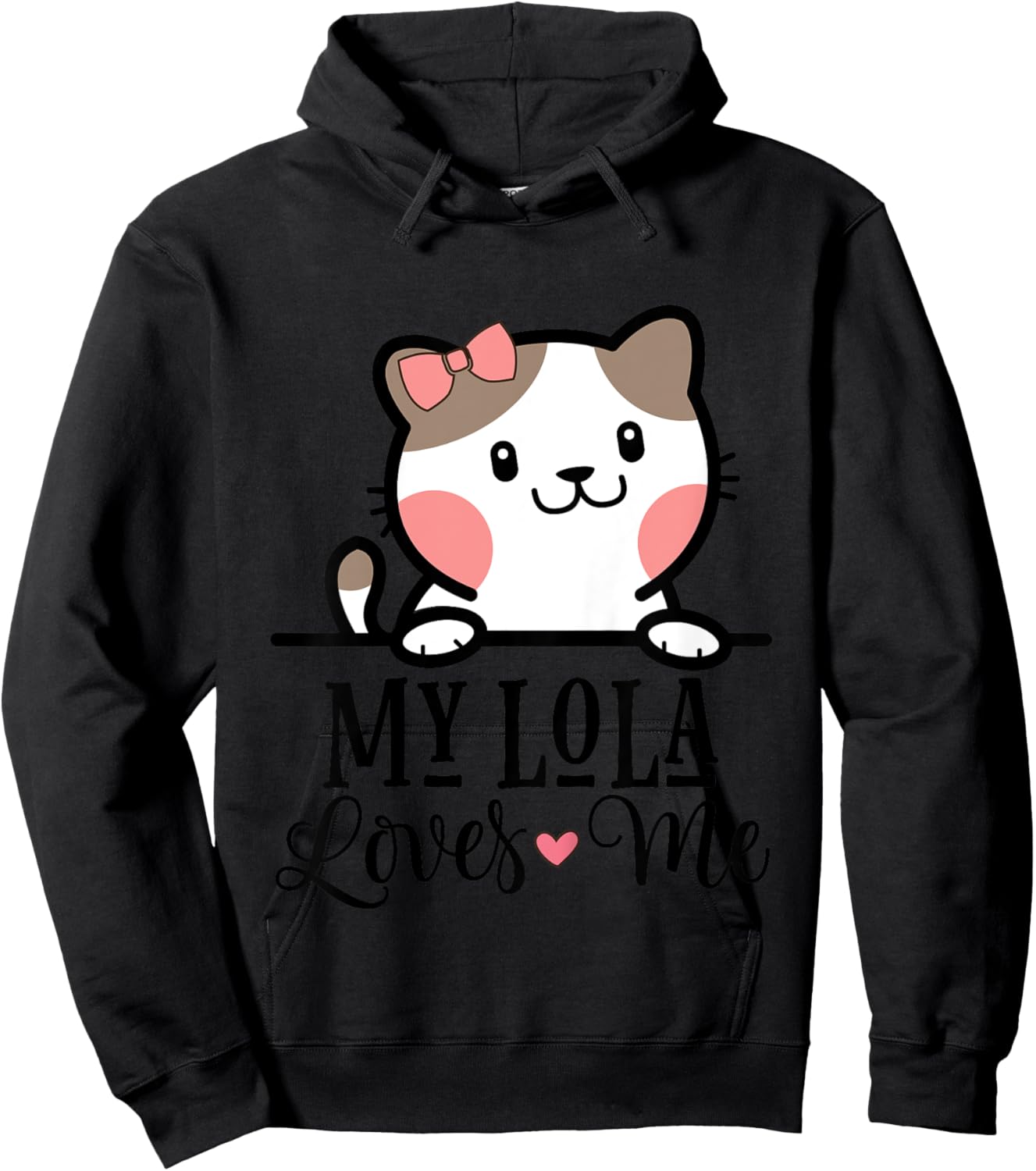 Kids My Lola Loves Me Grandkids Kitty Hoodie - Hoodie | Black