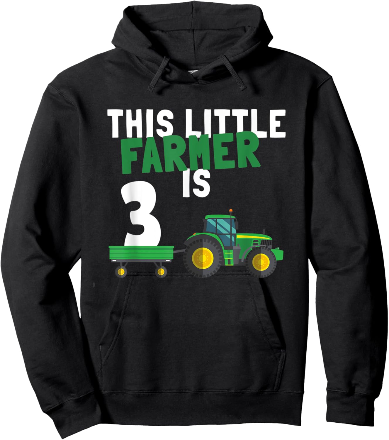 This Little Farmer is 3 Kids 3nd Birthday Farm Tractor Hoodie - Hoodie | Black