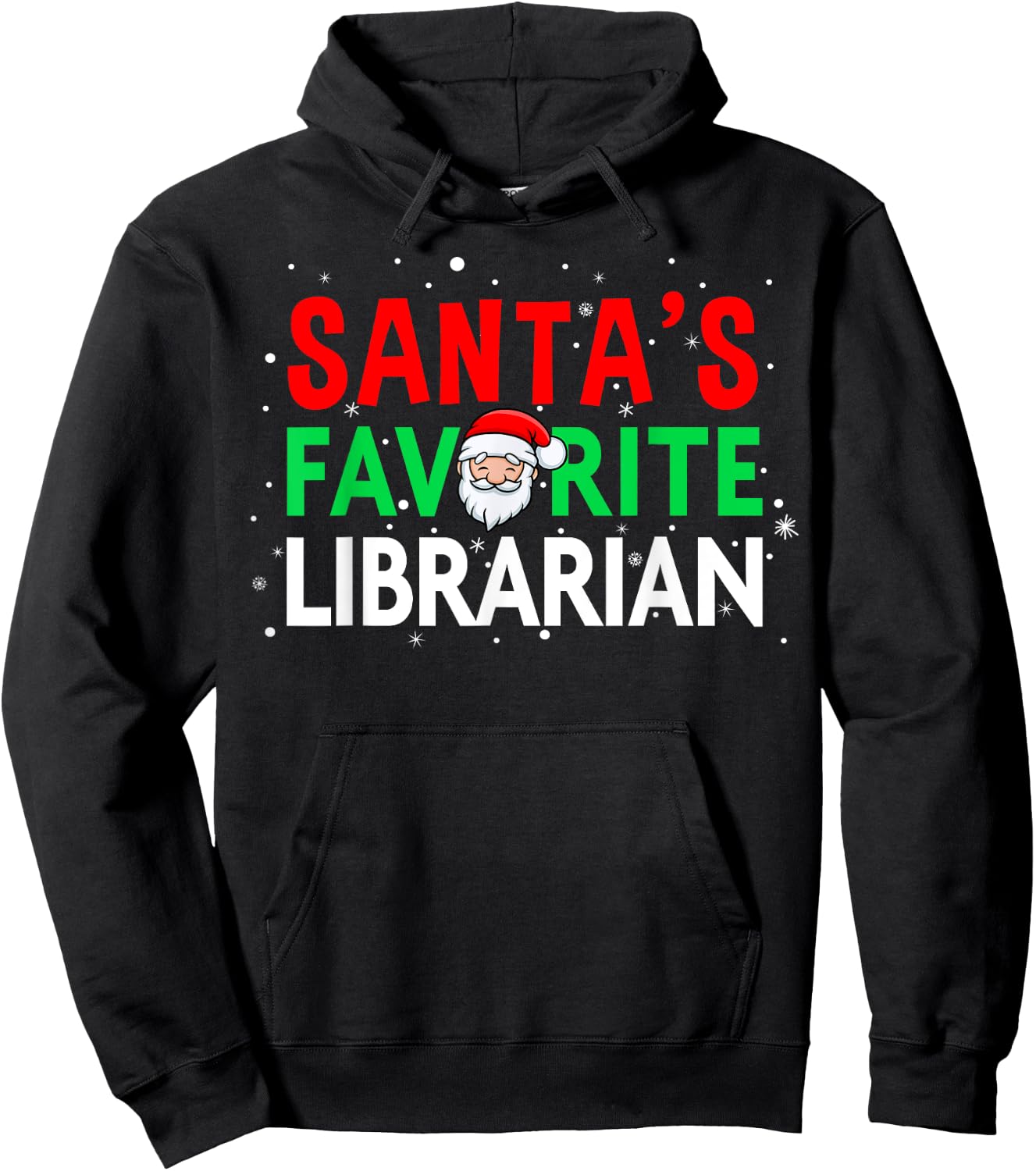 Librarian Christmas Santa's Favorite Librarian Shirt Hoodie - Hoodie | Black