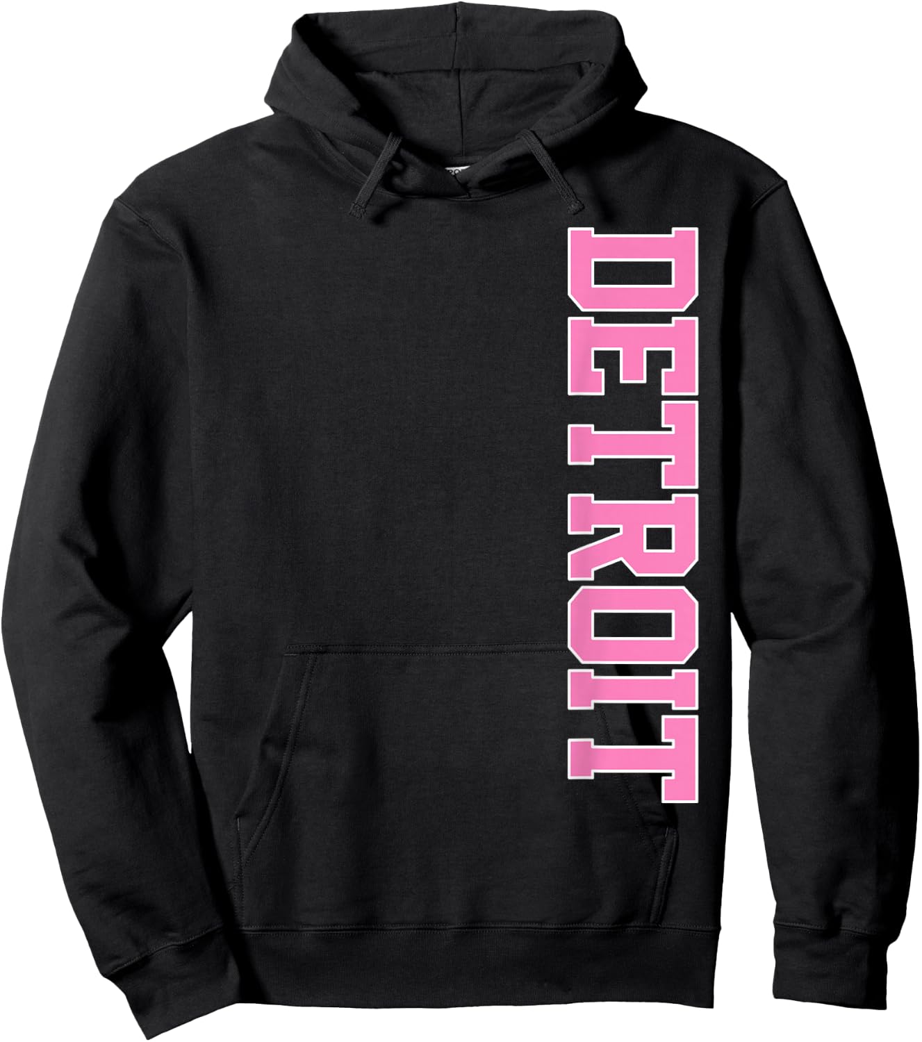 Vintage Detroit Home Pride Pink Varsity Detroit Hoodie - Hoodie | Black