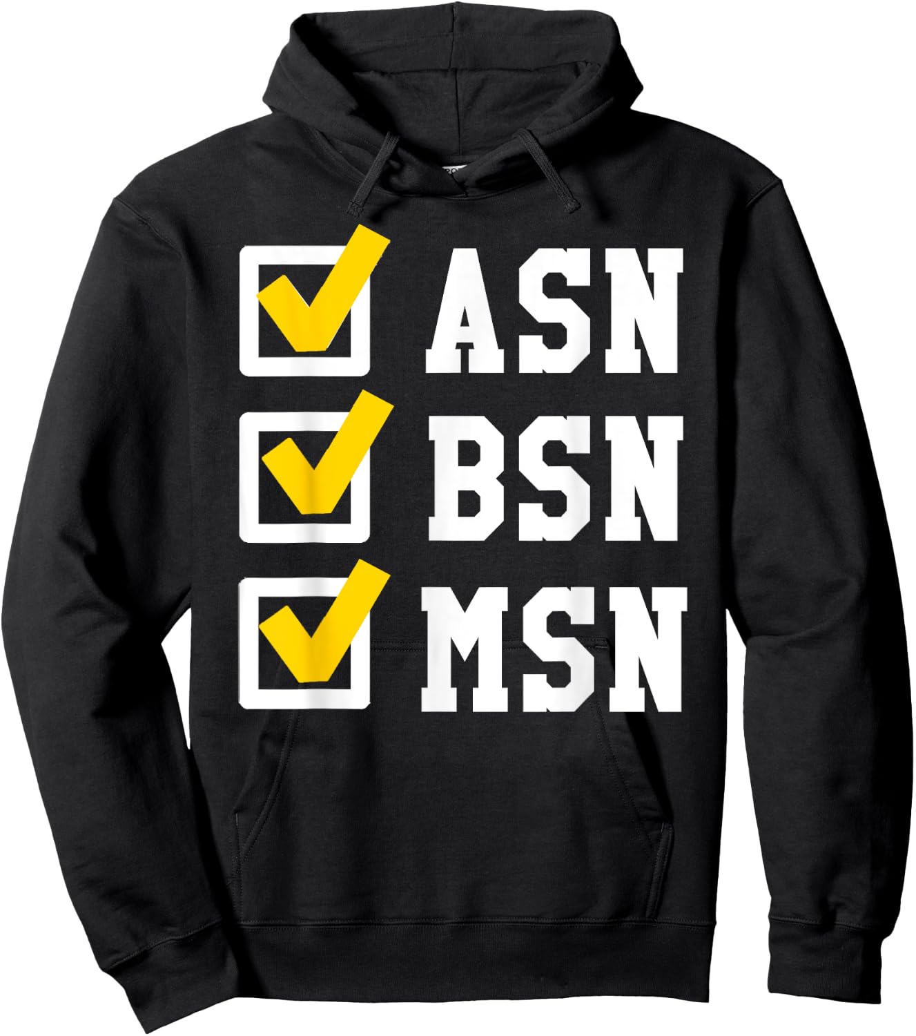 ASN BSN MSN Nursing Degree Checklist Funny Graduation Gift Hoodie - Hoodie | Black