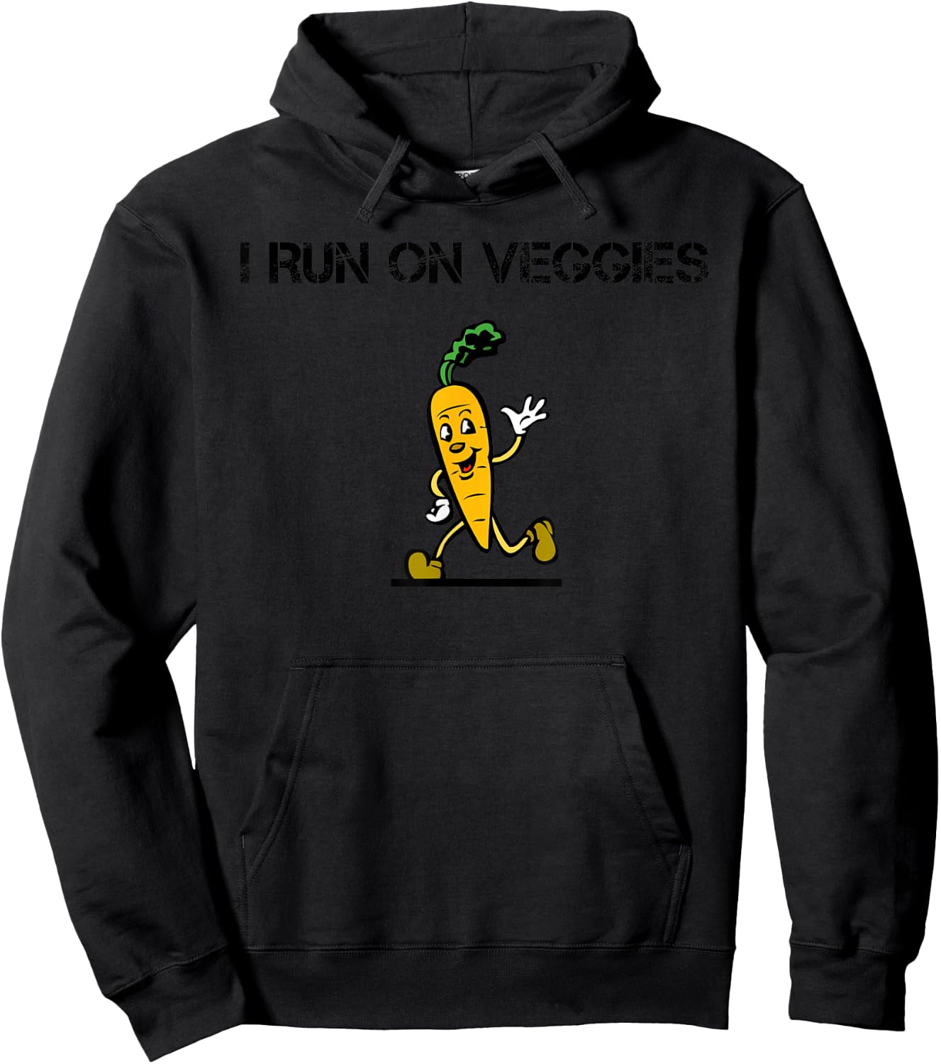 I Run On Veggies Vegetarian Runner Vegan Cardio Athlete Hoodie - Hoodie | Black