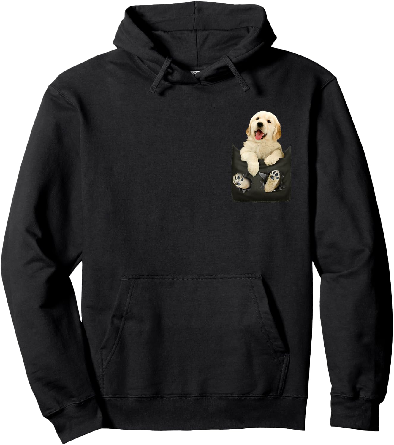 Golden Retriever In Pocket Puppy T Shirt Hoodie - Hoodie | Black
