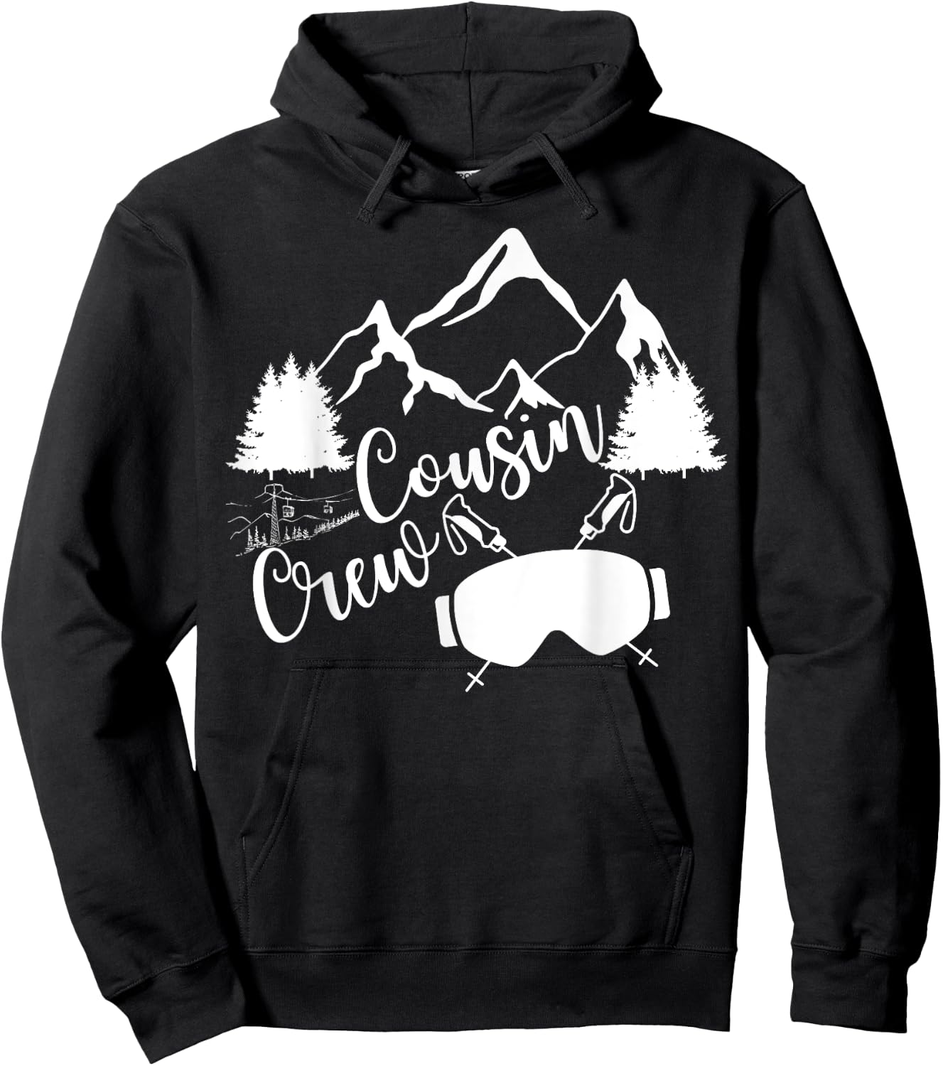 Family Mountain Ski Trip Funny Cousin Crew Matching Hoodie - Hoodie | Black