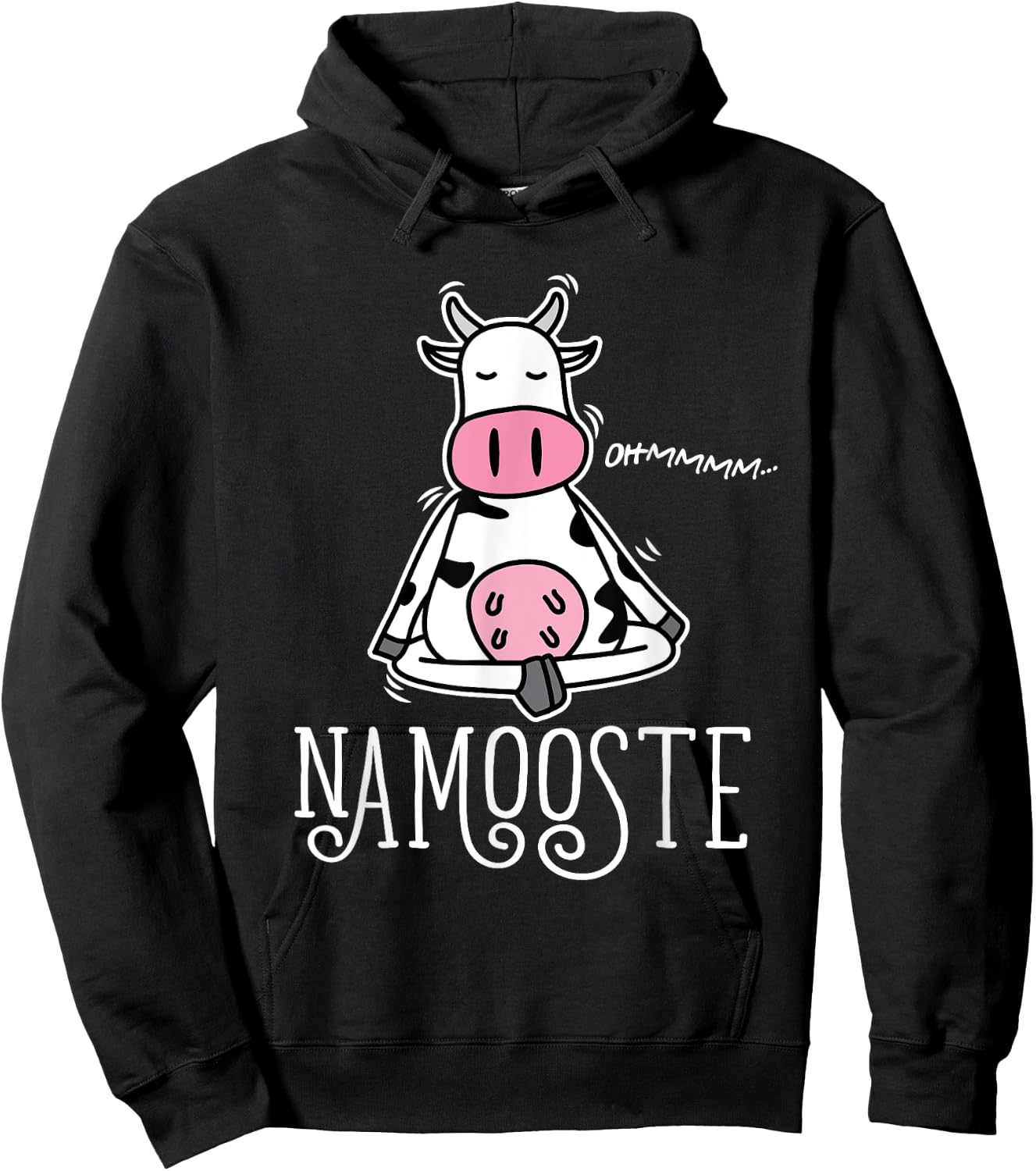 Namooste Cute Funny Silly Yoga Cow Namaste Hoodie - Hoodie | Black