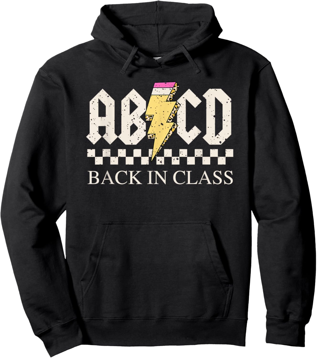 Boys Girls Teachers Rock Back to School ABCD Back in Class Hoodie - Hoodie | Black