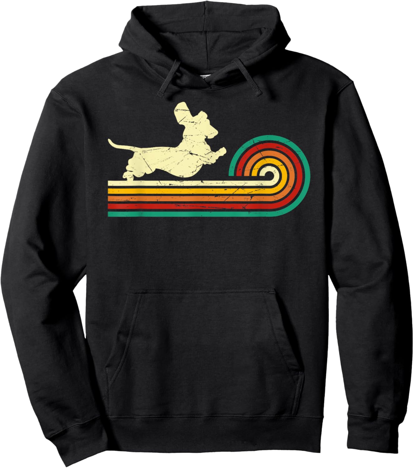 Dachshund Vintage Silhouette 60s 70s Retro Gifts Dog Lover Hoodie - Hoodie | Black