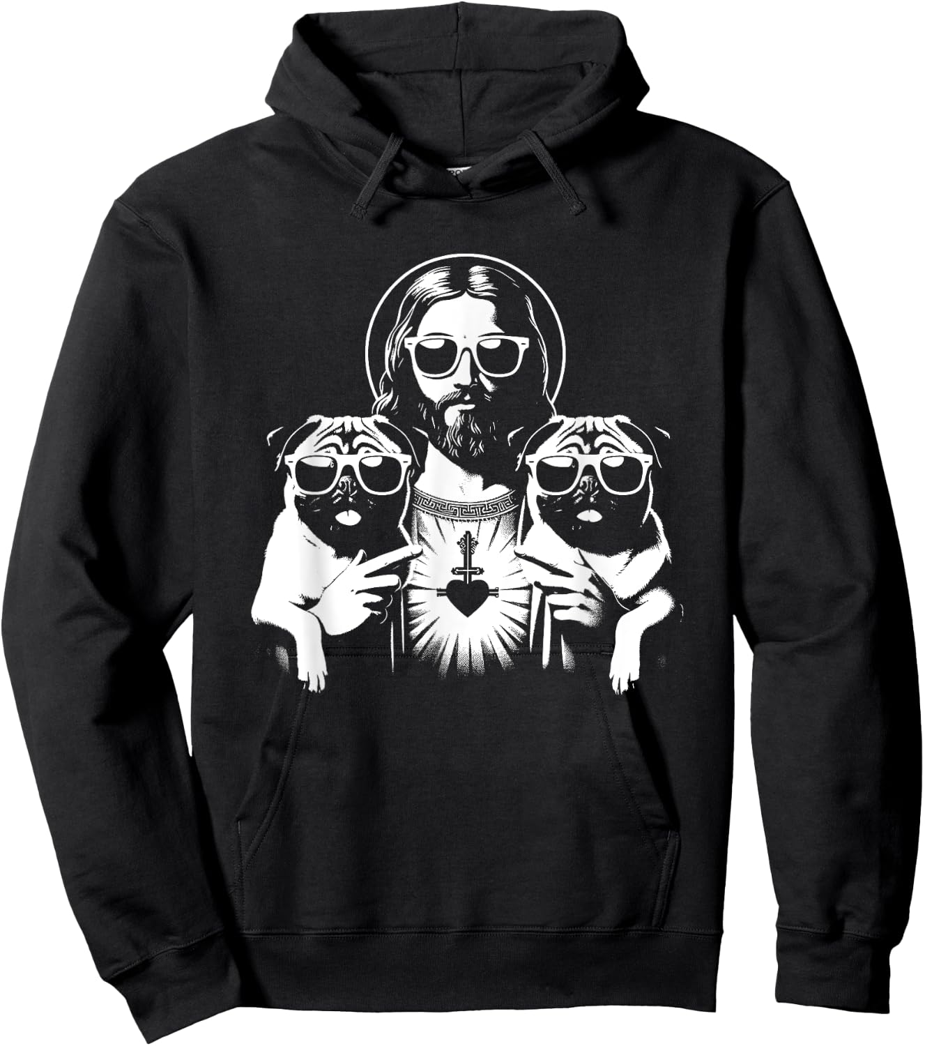 Jesus Pugs - Funny Christian Religious Dog Lover Men Women Girls Kids Hoodie - Hoodie | Black