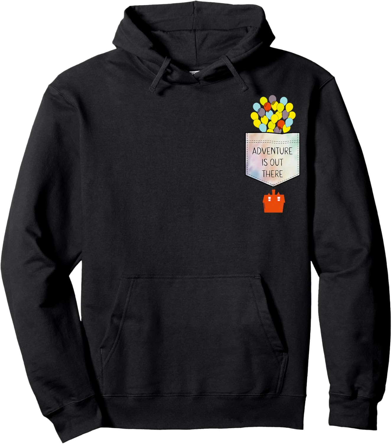 Disney Pixar Up Adventure is Out There Faux Pocket Hoodie - Hoodie | Black