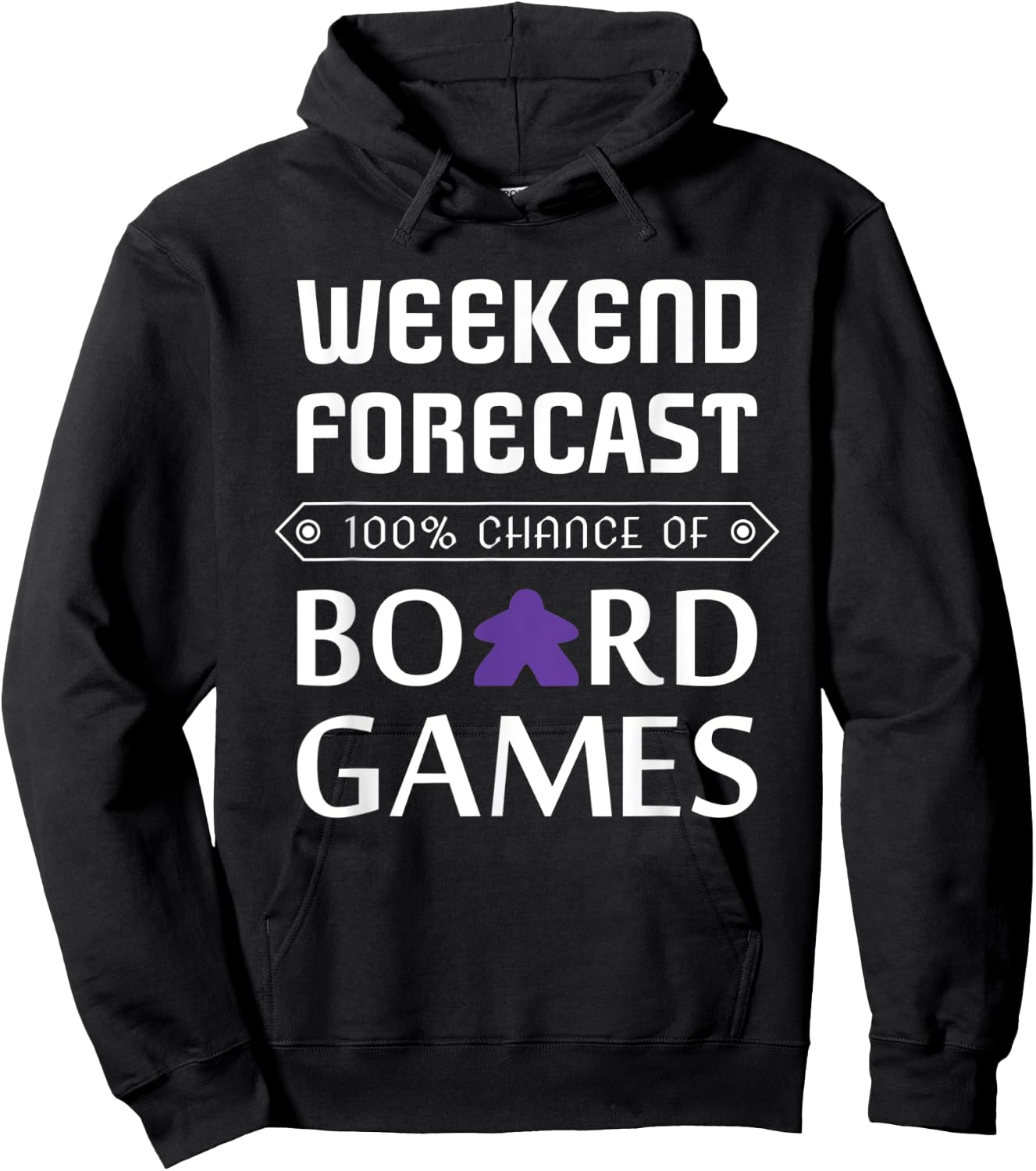 Purple Meeple Weekend Forecast 100% Chance Of Board Games Hoodie - Hoodie | Black