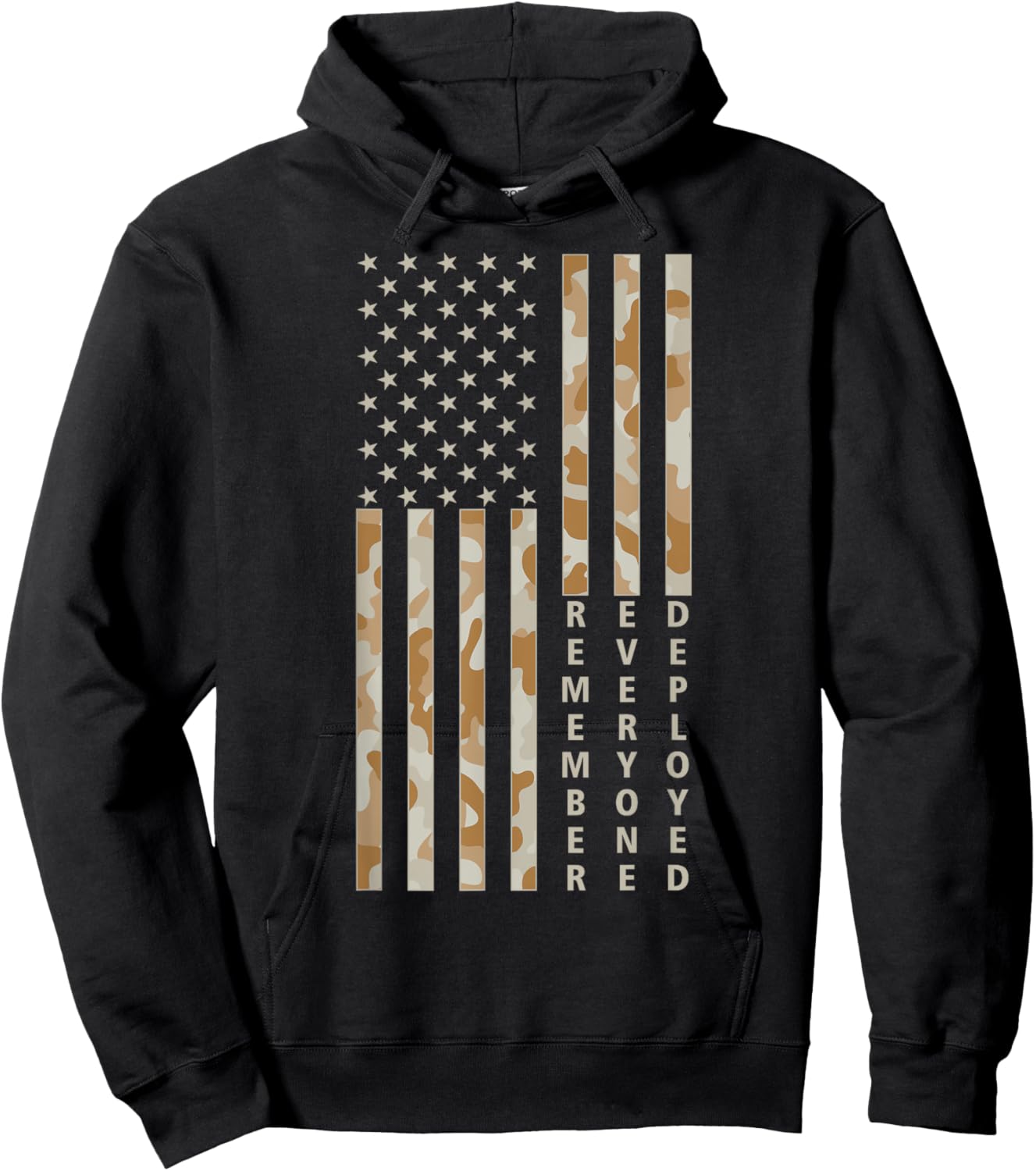 RED Friday Remember Everyone Deployed Camo Flag Tan Military Hoodie - Hoodie | Black