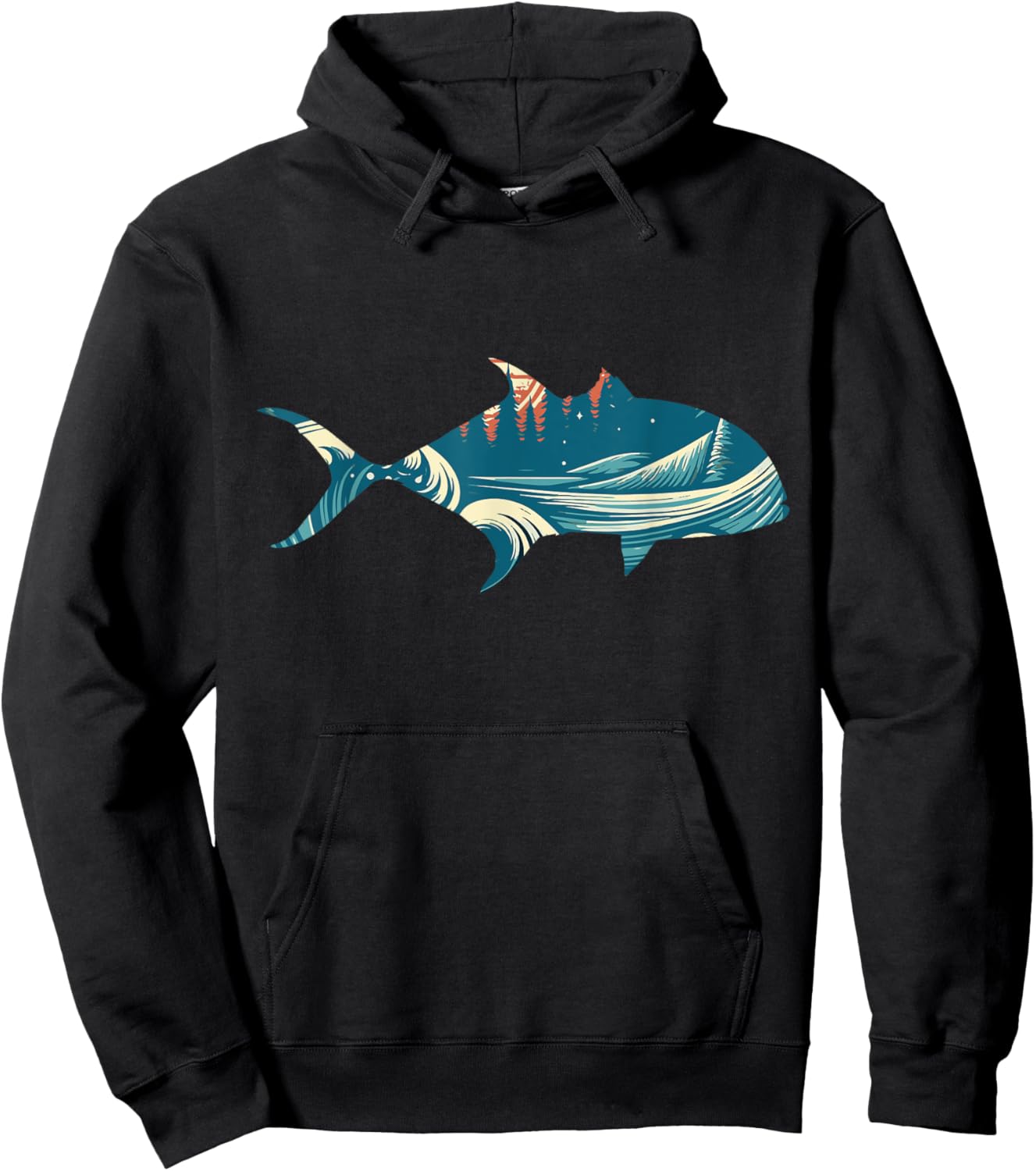 Retro Giant Trevally Fishermens Vintage Fins Hoodie - Hoodie | Black