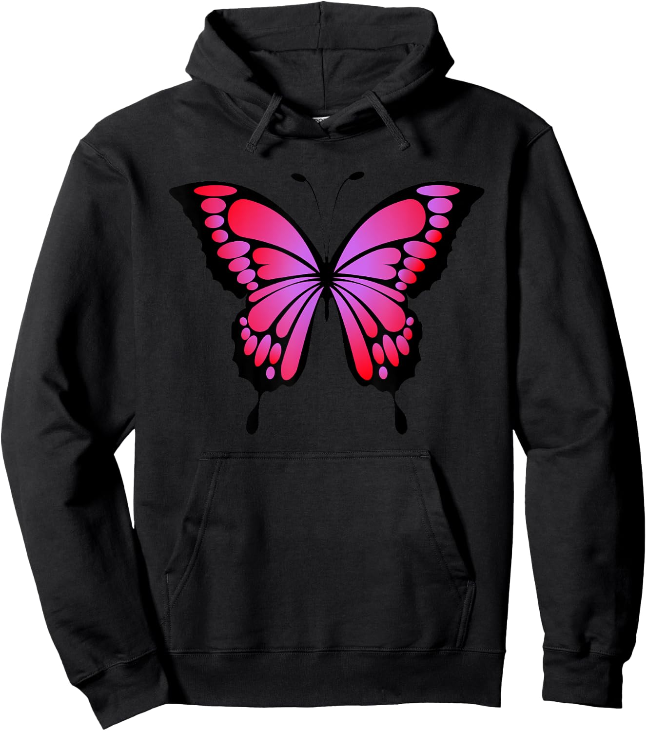 Intense Red and Purple Butterfly Hoodie - Hoodie | Black