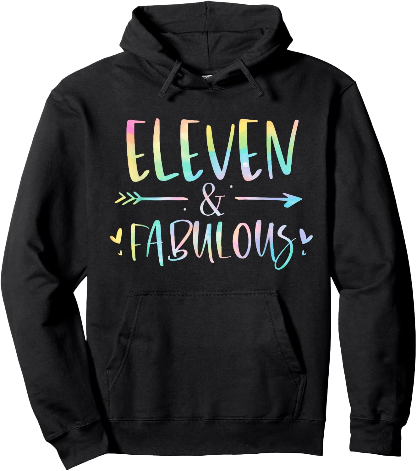 Eleven and Fabulous 11 Year Old Girls Birthday Tie Dye Hoodie - Hoodie | Black