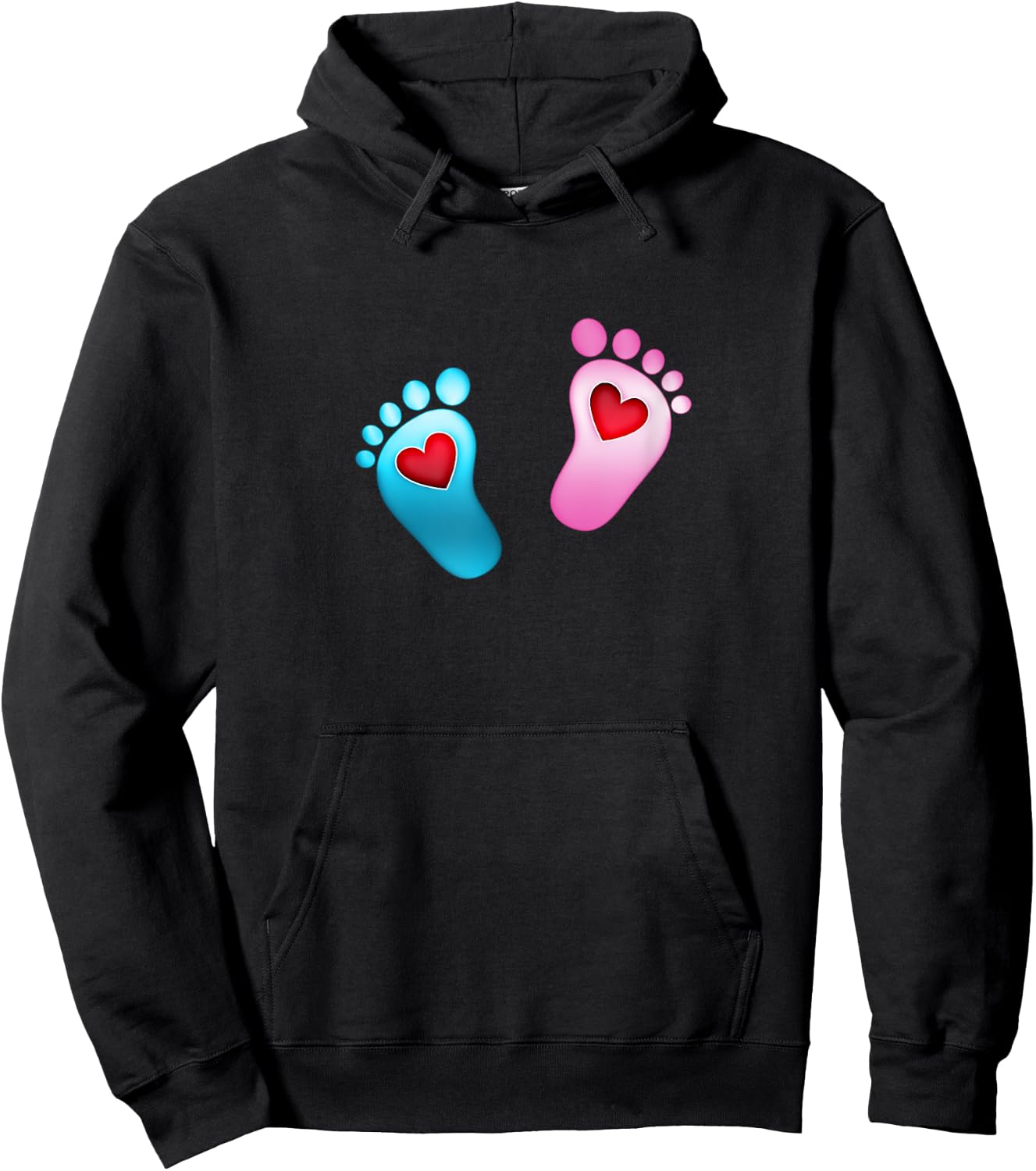 Baby footprint love heart foot feet boy girl valentine Hoodie - Hoodie | Black