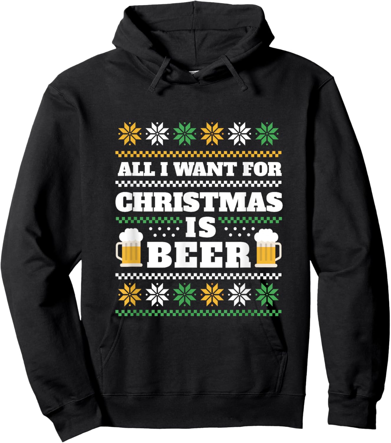 All I Want Is Beer Ugly Christmas Sweaters Funny Hoodie - Hoodie | Black
