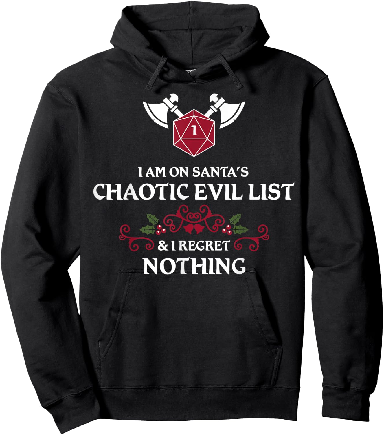 Santa's Chaotic Evil List Tabletop RPG D20 Funny Christmas Hoodie - Hoodie | Black