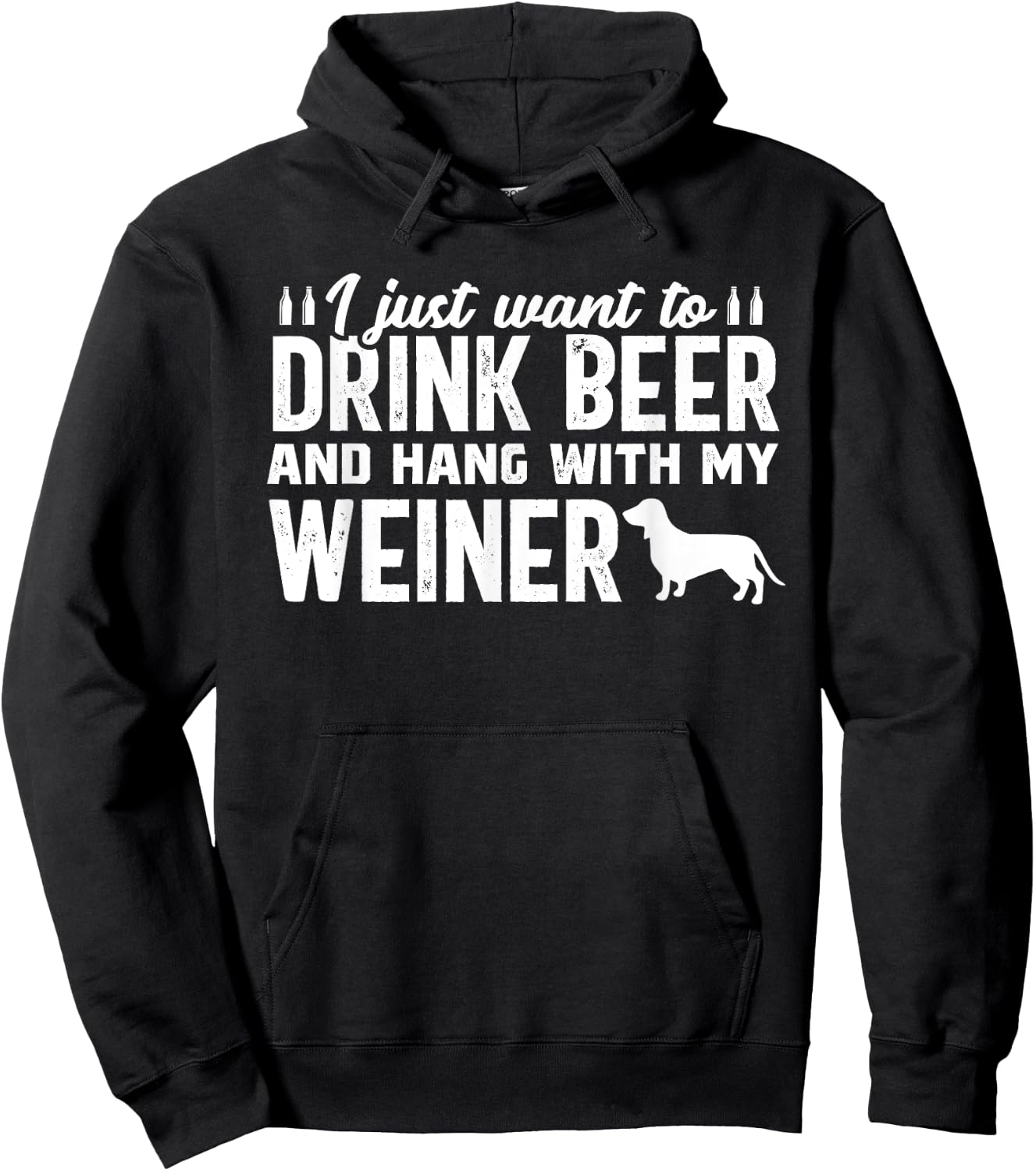 Drink Beer Funny Weiner Daschund Dog Dad Father's Day Hoodie - Hoodie | Black
