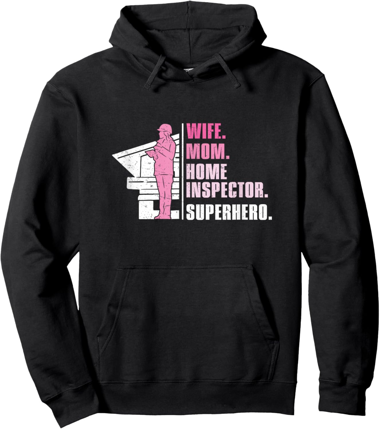 Wife Mom Retro Home Inspector Superhero Property Inspections Hoodie - Hoodie | Black