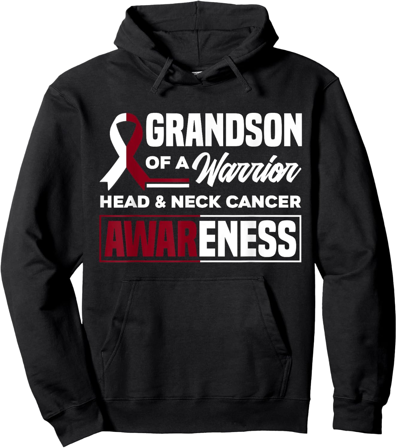 Grandson Of A Warrior Support Head & Neck Cancer Awareness Hoodie - Hoodie | Black