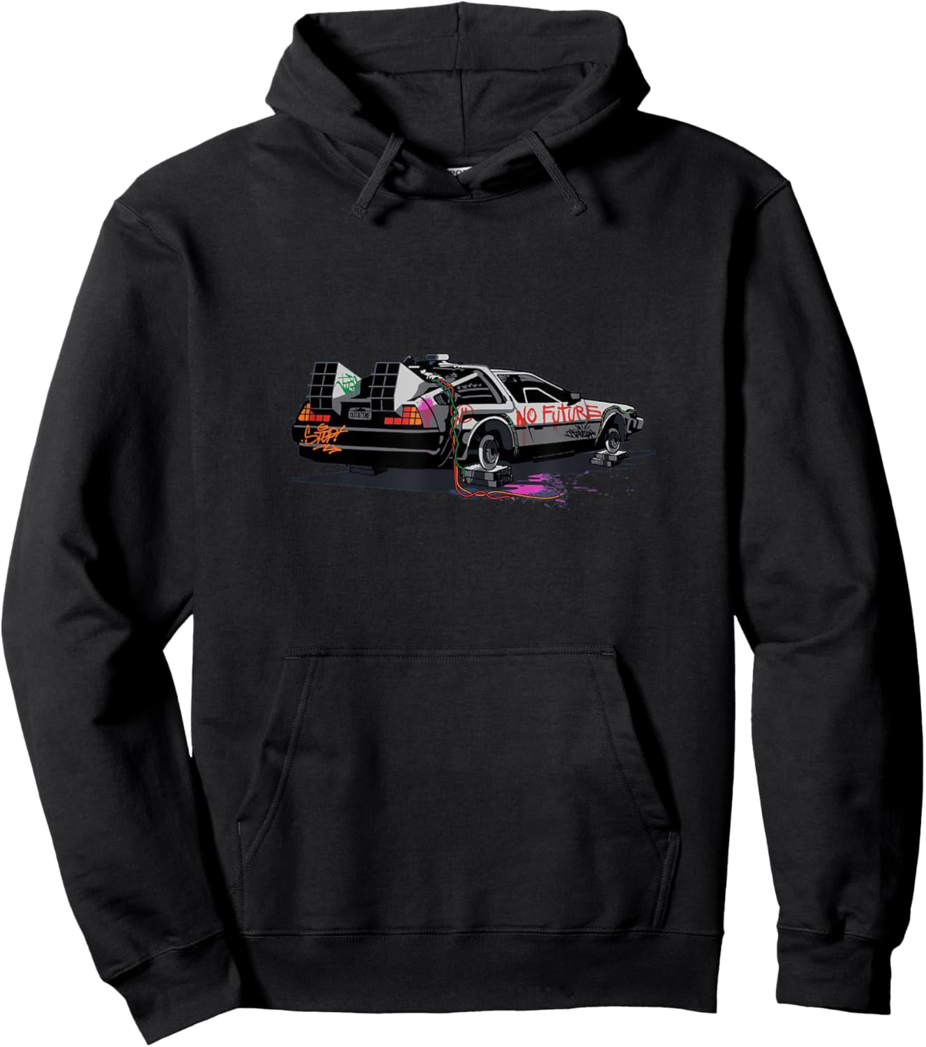 No Future De Lorean Movie Graffiti Car Geek Funny Gift Hoodie - Hoodie | Black