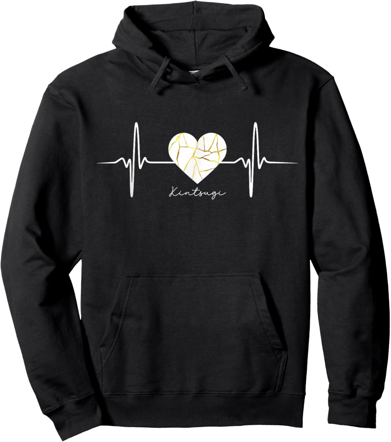 Kintsugi Heartbeat Japanese Pottery Repair Art Lover Hoodie - Hoodie | Black
