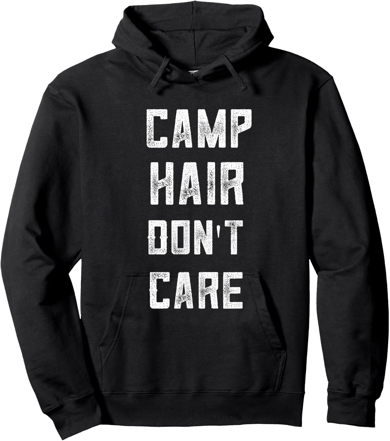 Funny Tent Camping Teen Girl Camp Hair Don't Care Hoodie - Hoodie | Black