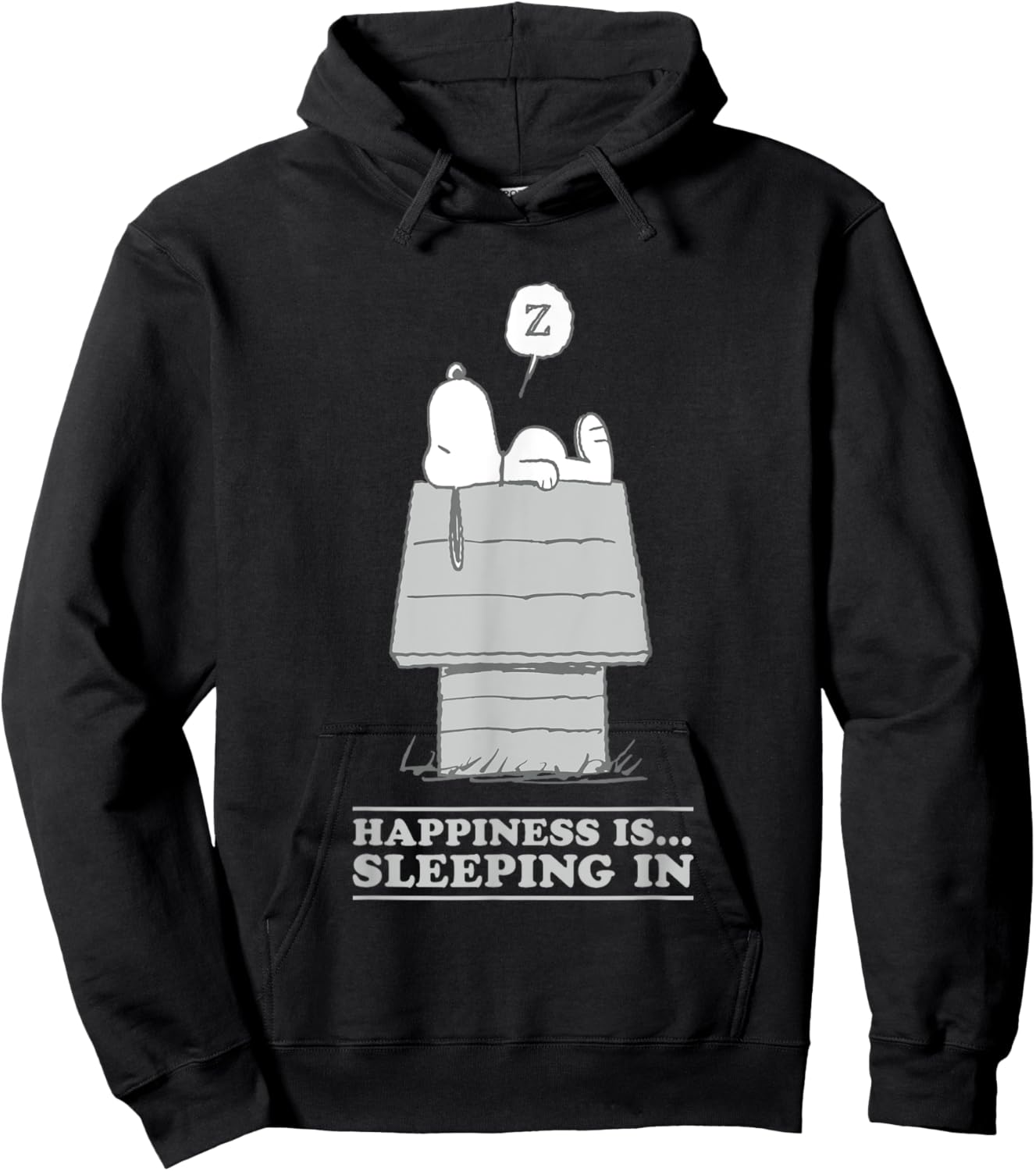 Peanuts Happiness Is Sleeping In Snoopy Hoodie - Hoodie | Black