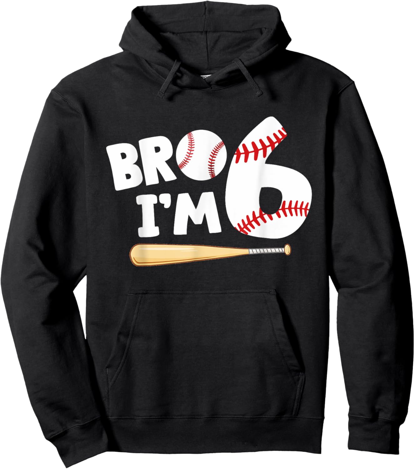 6th Birthday Shirt Boy Bro I'm 6 Year Old Baseball Theme Hoodie - Hoodie | Black