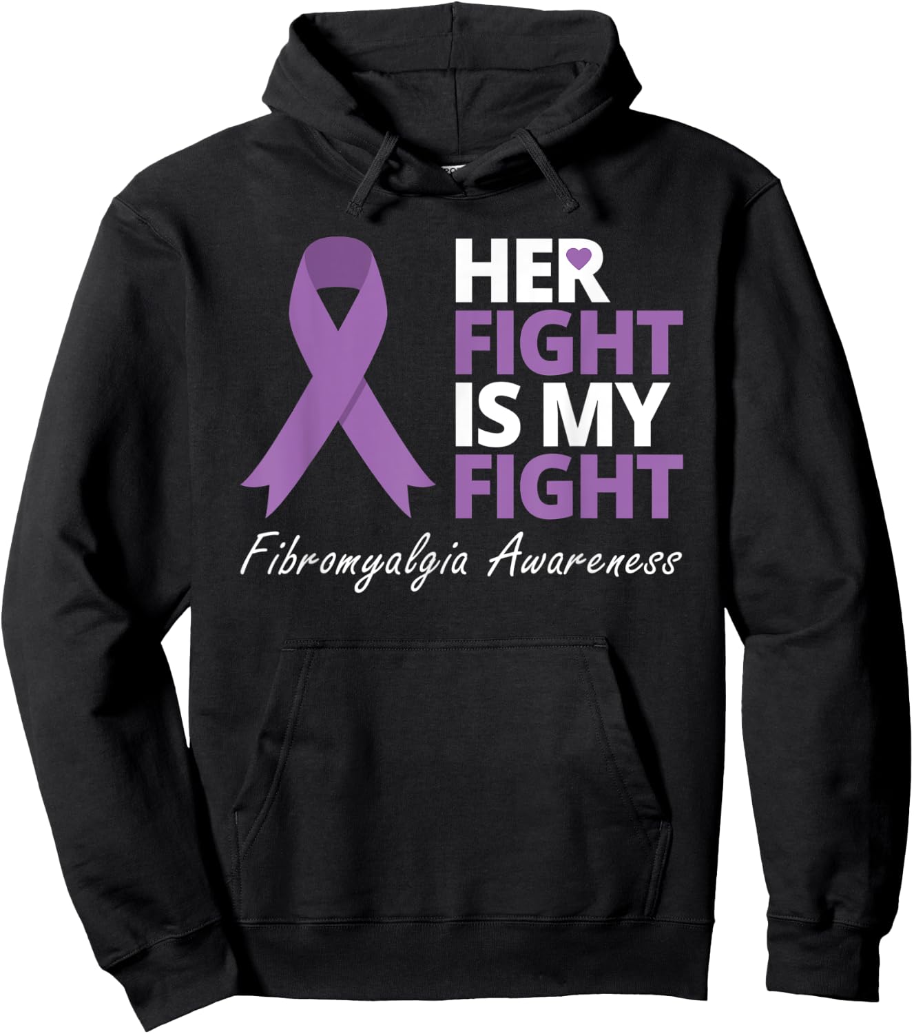 Her Fight Is My Fight T Shirt Fibromyalgia Awareness Ribbon Hoodie - Hoodie | Black