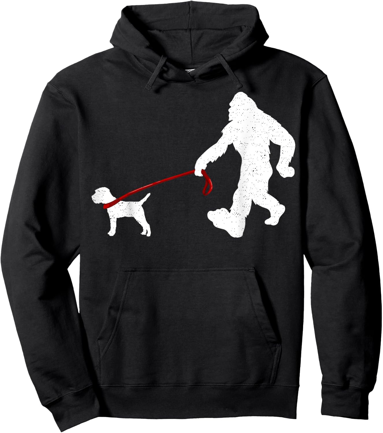 Funny Bigfoot Walking With Border Terrier Dog Gifts Hoodie - Hoodie | Black