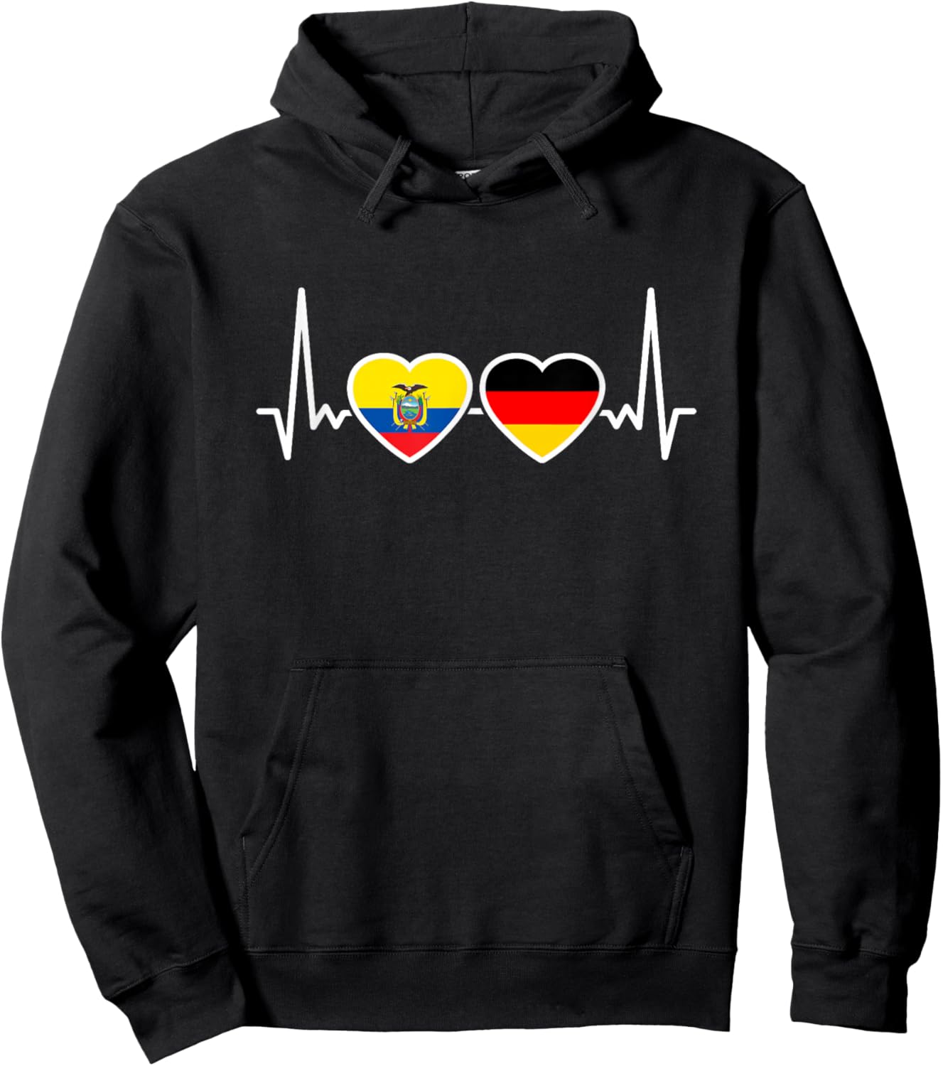 Ecuador Deutschland Herzschlag Flagge Ecuadorianer Hoodie - Hoodie | Black