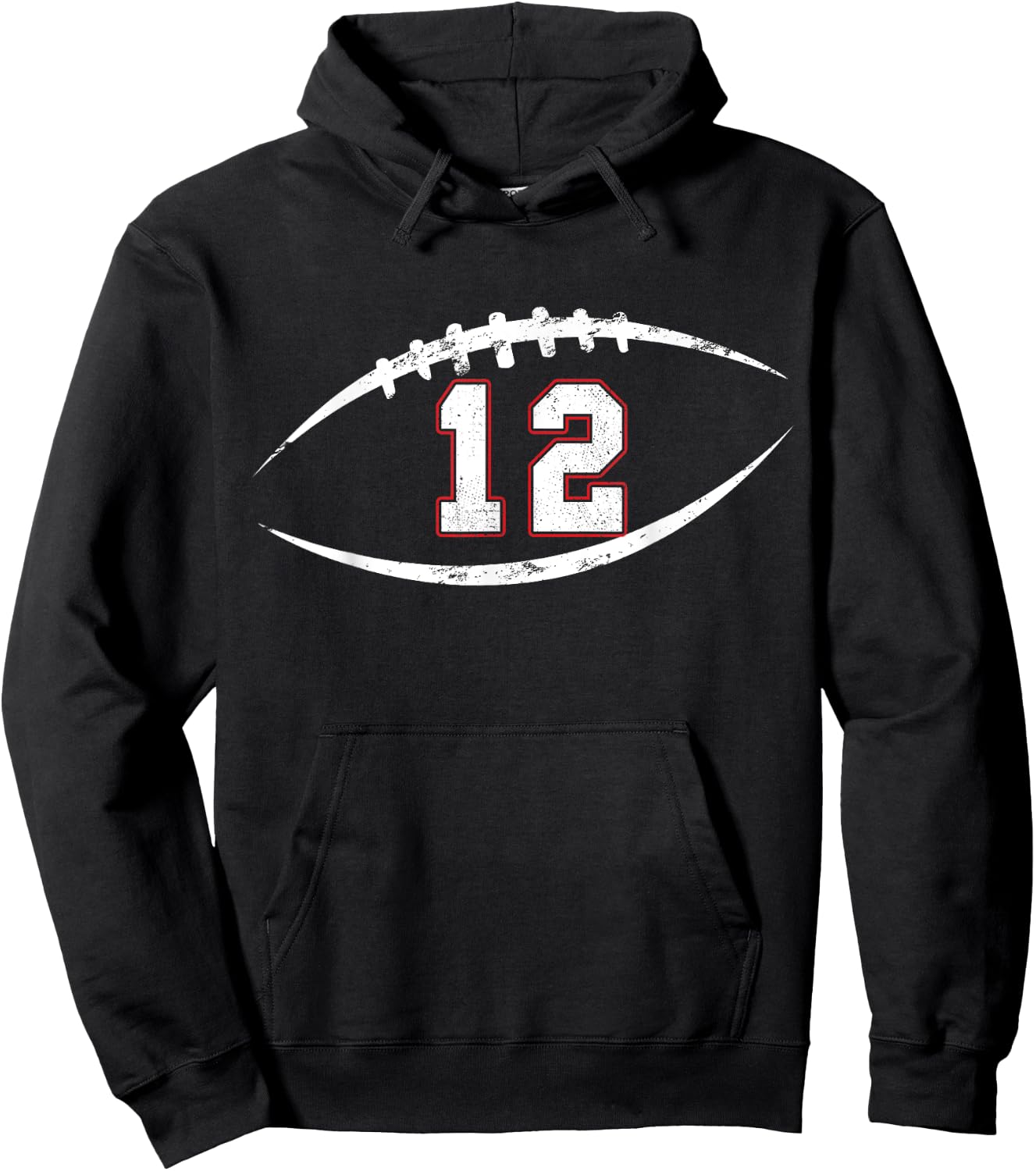 12 Number Vintage Football Player 12 Lucky Number Birthday Hoodie - Hoodie | Black